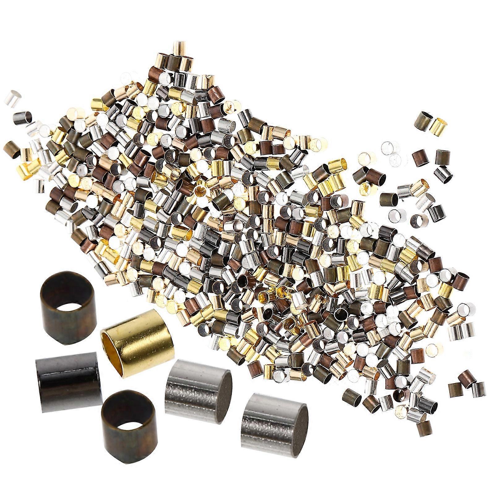2000pcs Crimp Tube Beads Mixed Color Durable Craft Supplies for DIY Jewelry Making Bracelets Necklaces Hair Accessories Creative Projects