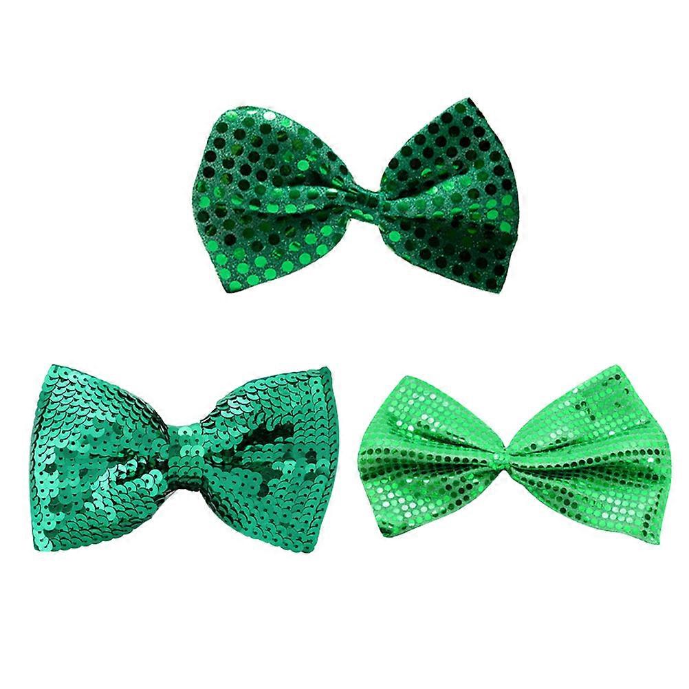 Stylish Sequin Clover Bow Tie for Men Perfect for Parties and Decoration One Size Fits Most Green 3PCS
