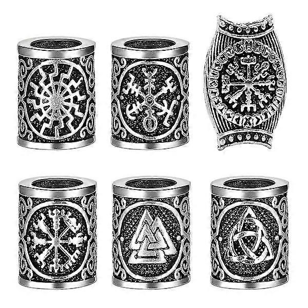 6-teiliges Set Wikinger Bartperlen Antik Nordic Haarperlen Dreadlocks