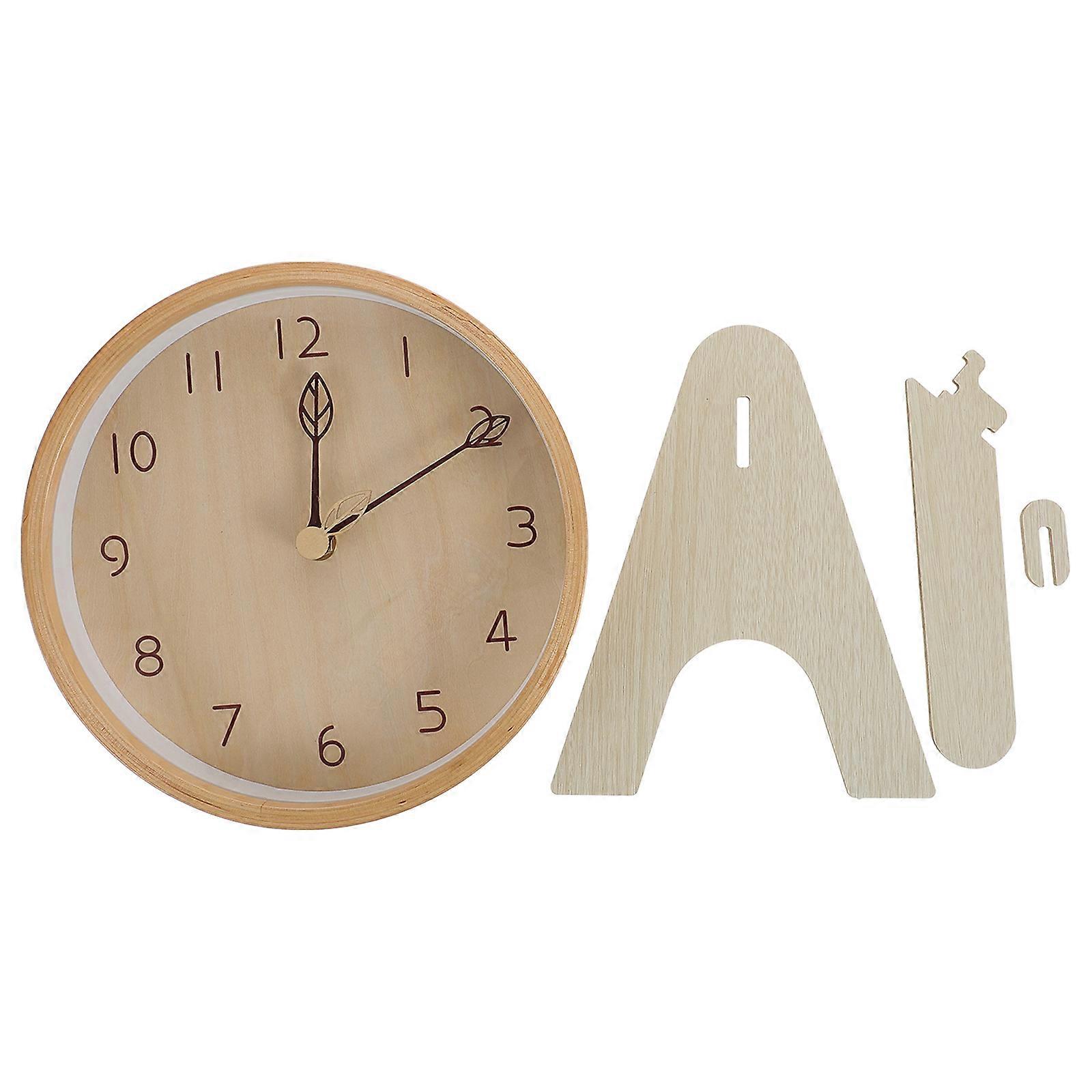 1 Set Creative Clock Ornament Classical Wooden Style Table Clock