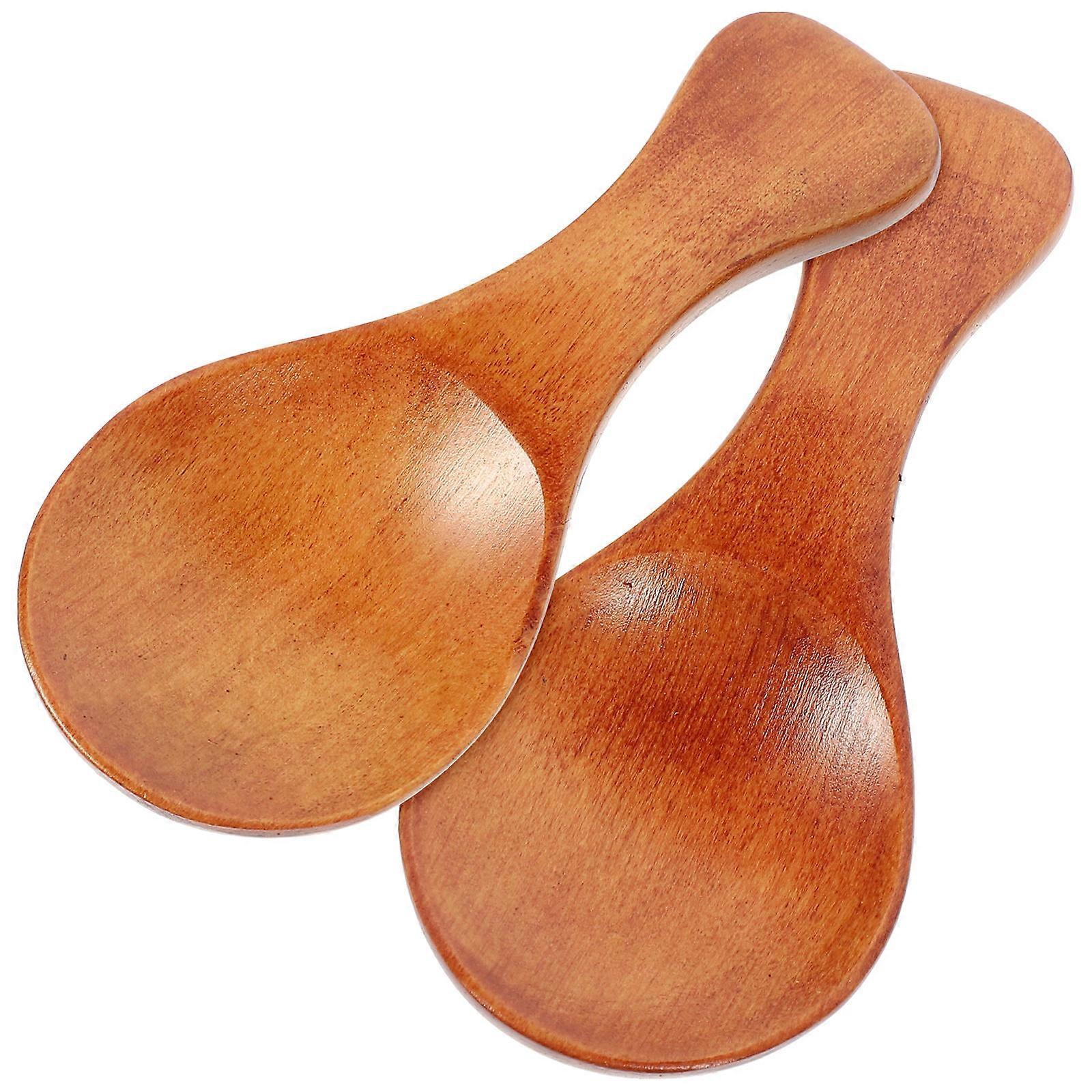 2Pcs Small Wooden Spoons for Kitchen Use Reusable Light Brown Wood Spoons for Tea