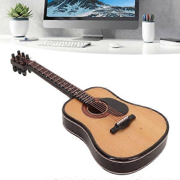 نموذج الغيتار الخشبي المصغر آلة موسيقية صغيرة للغيتار الكهربائي عالية المحاكاة مع حامل وحالة للديكور المنزلي