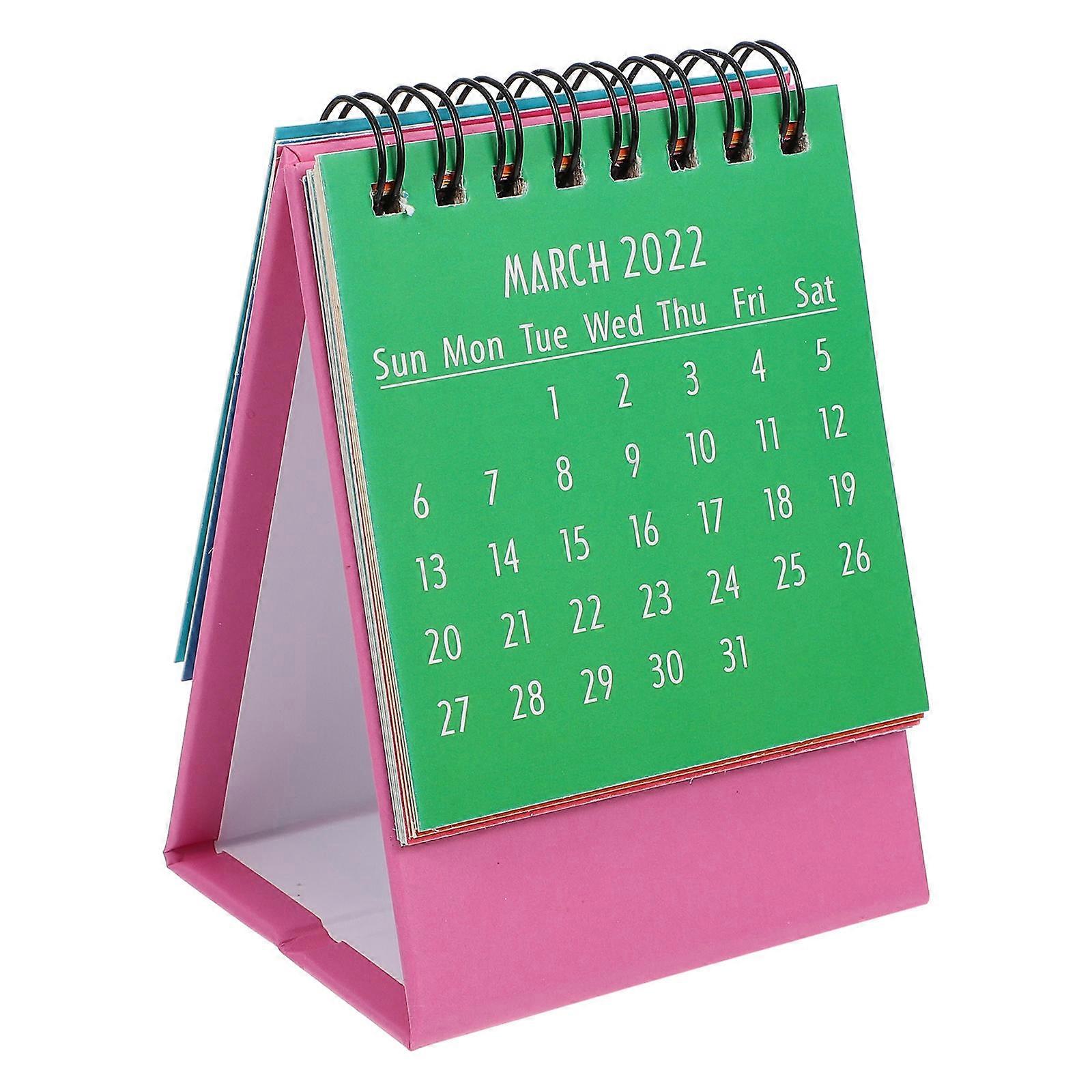 Creative Paper Calendar Small Desk Calendar Memo Recording For General Users 11X8X6CM Pink Rectangular Shape Wall Decoration 1Pack