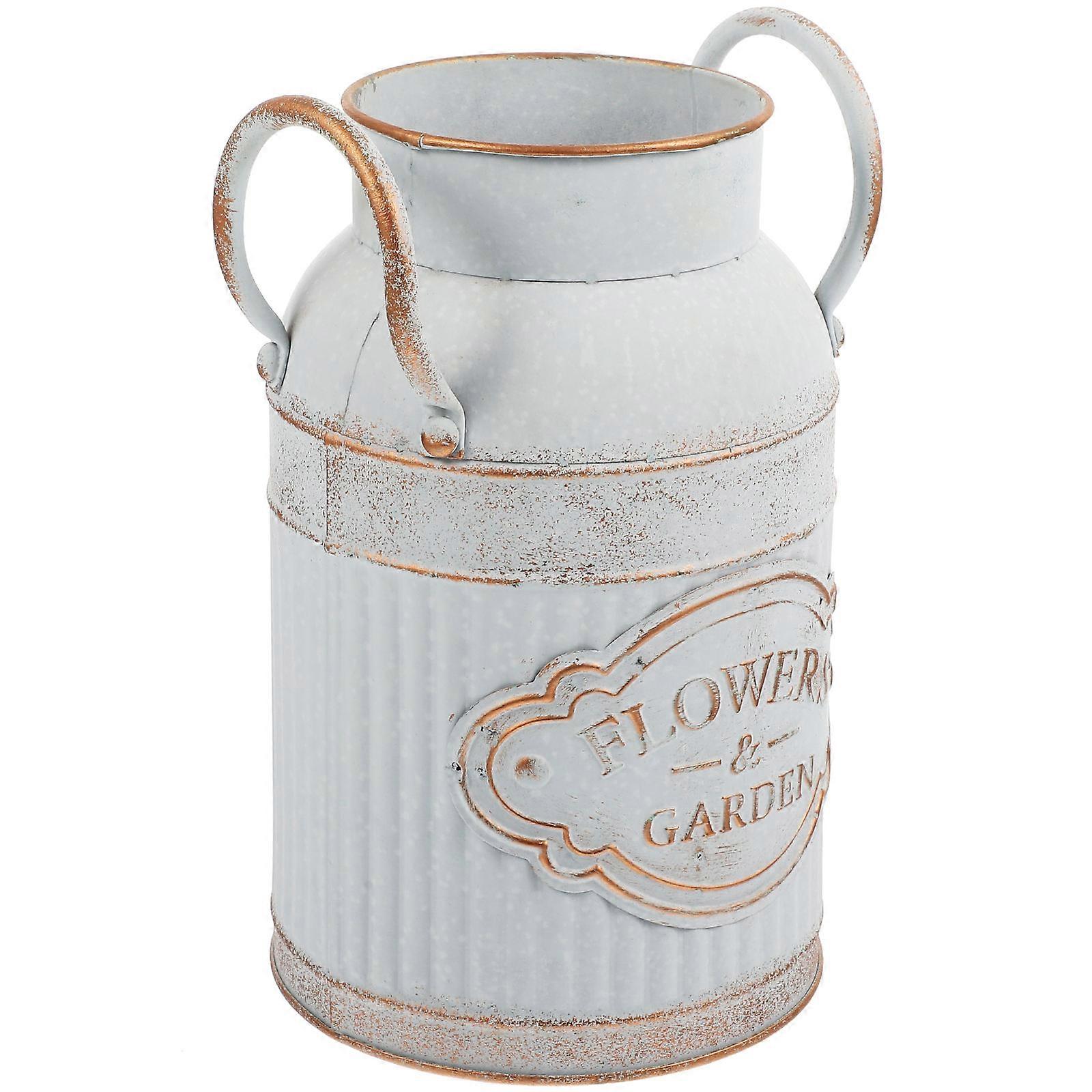 Blue Galvanized Sheet Flower Bucket with Sturdy Handle for Home Decor and Flower Arrangement Small Bucket 7.5 Inches