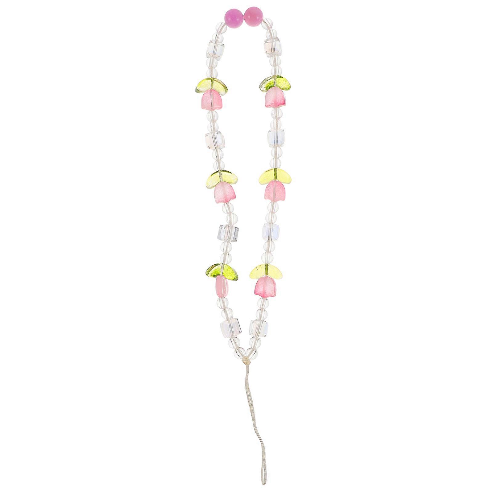 Acrylic Beaded Phone Charm Strap For Daily Use And Gift Giving, Violet Color, Stylish Decoration, Anti-lost Function, 1Pack