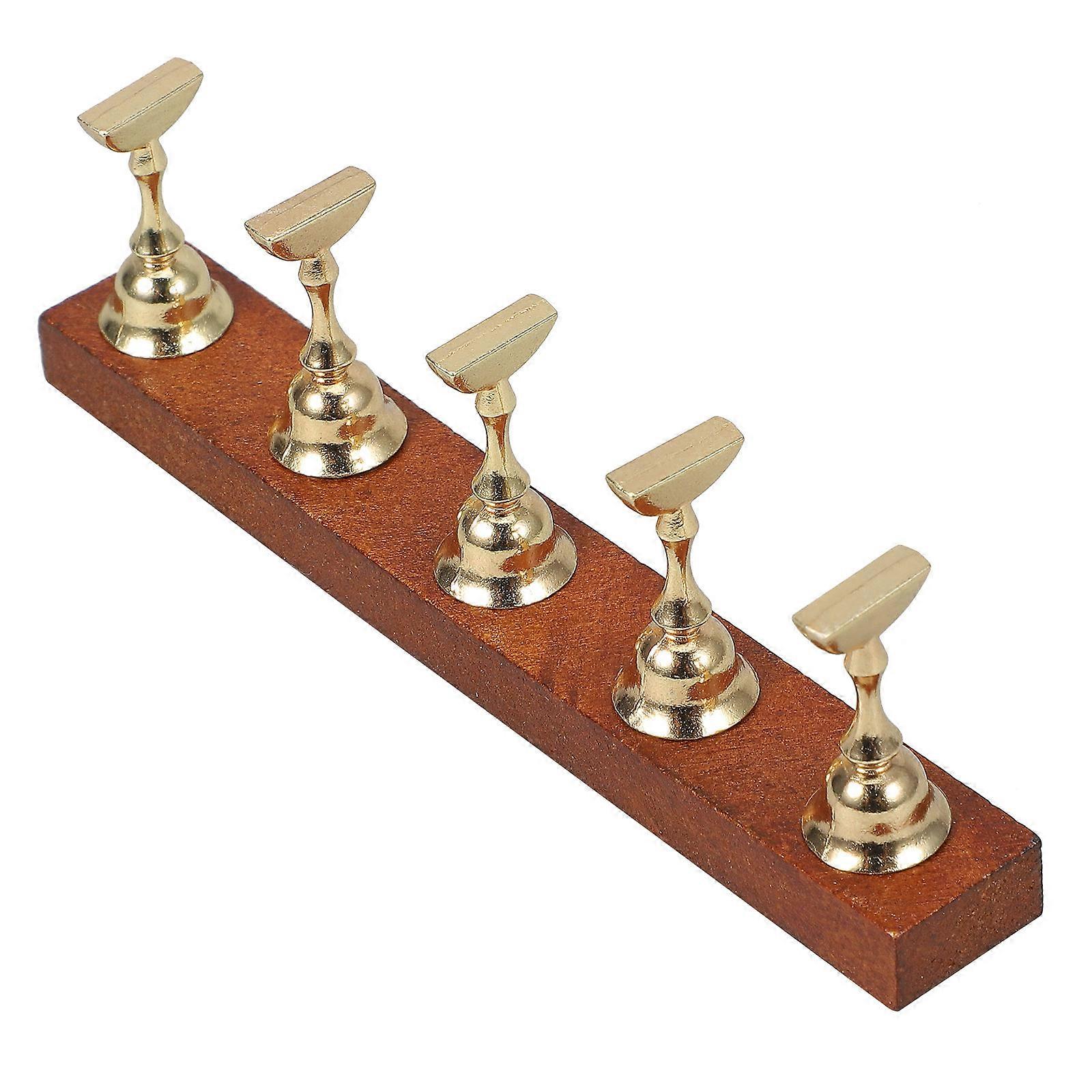 Coffee Nail Display Stand with Wooden Base for Nail Care Use Detachable by Magnetic Design 1 Set