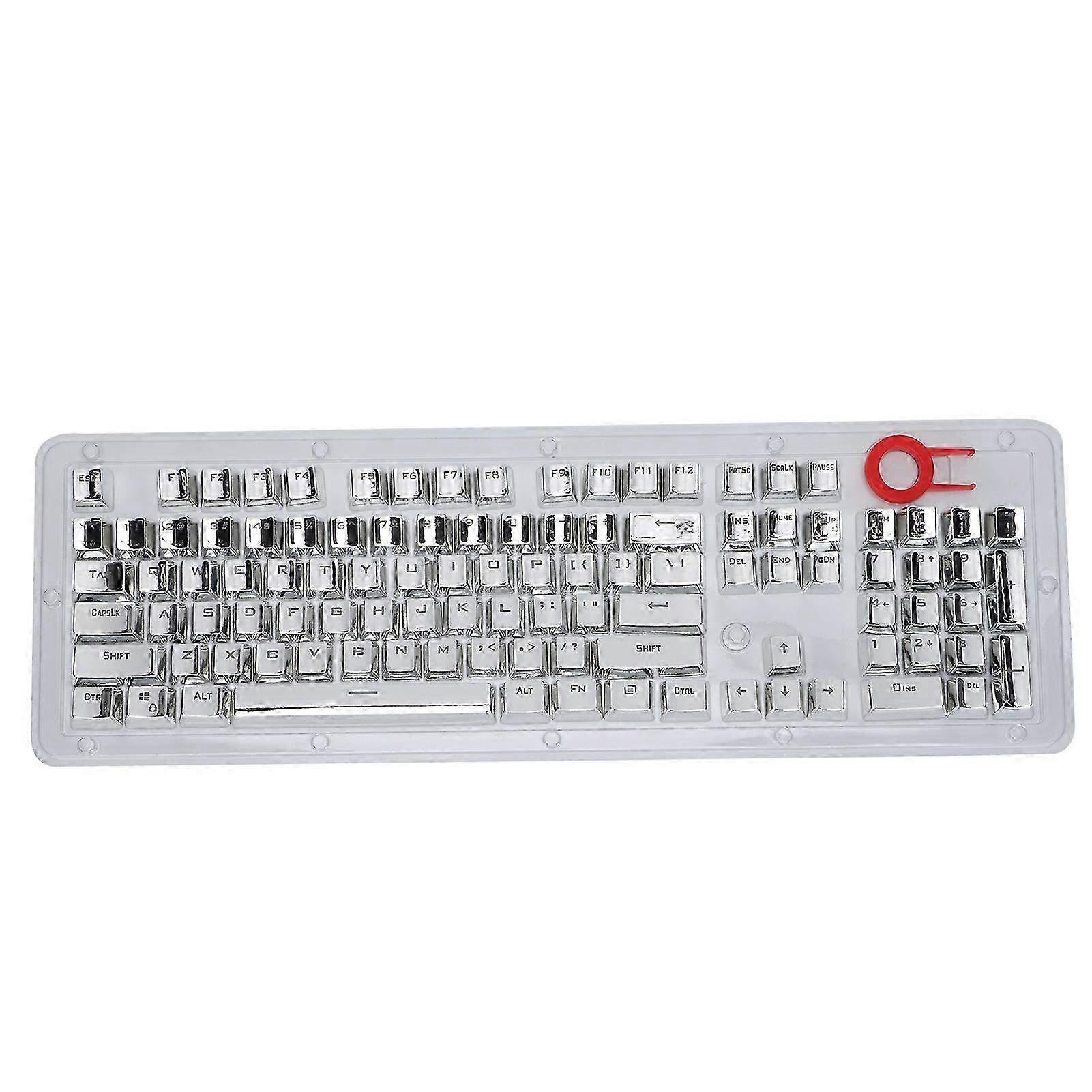 104 Pcs Metallic Two-Tone Translucent Backlit Keycaps for Mechanical Keyboards - Durable & Stable Silver Keyboard Caps Set