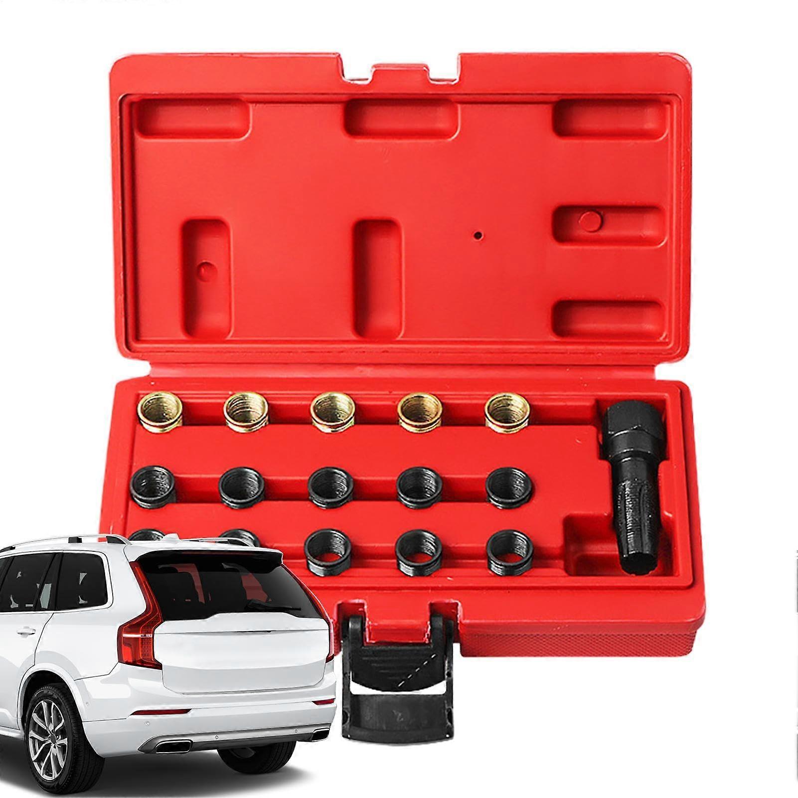 Spark plug thread cutting screw set, portable design for small car
