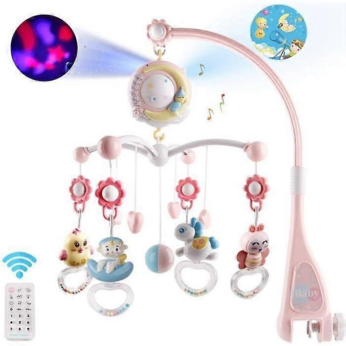 SURENHAP Remote Controlled Musical Mobile for Baby Crib - Pink - Light and Sound Projection