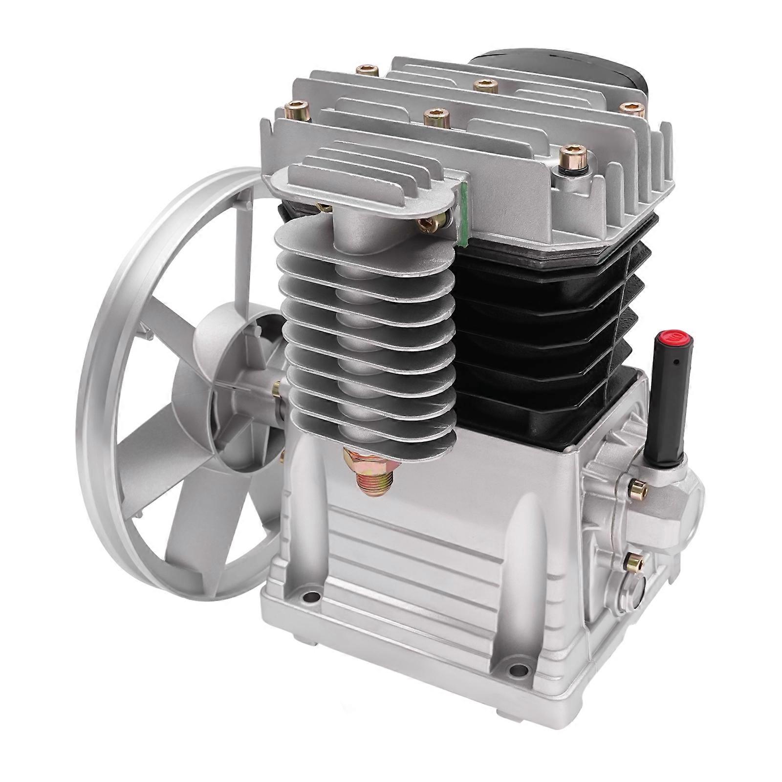 8 Bar Air Compressor Pump Head with 2 Cylinders and Belt Pulley for Electronics Machinery
