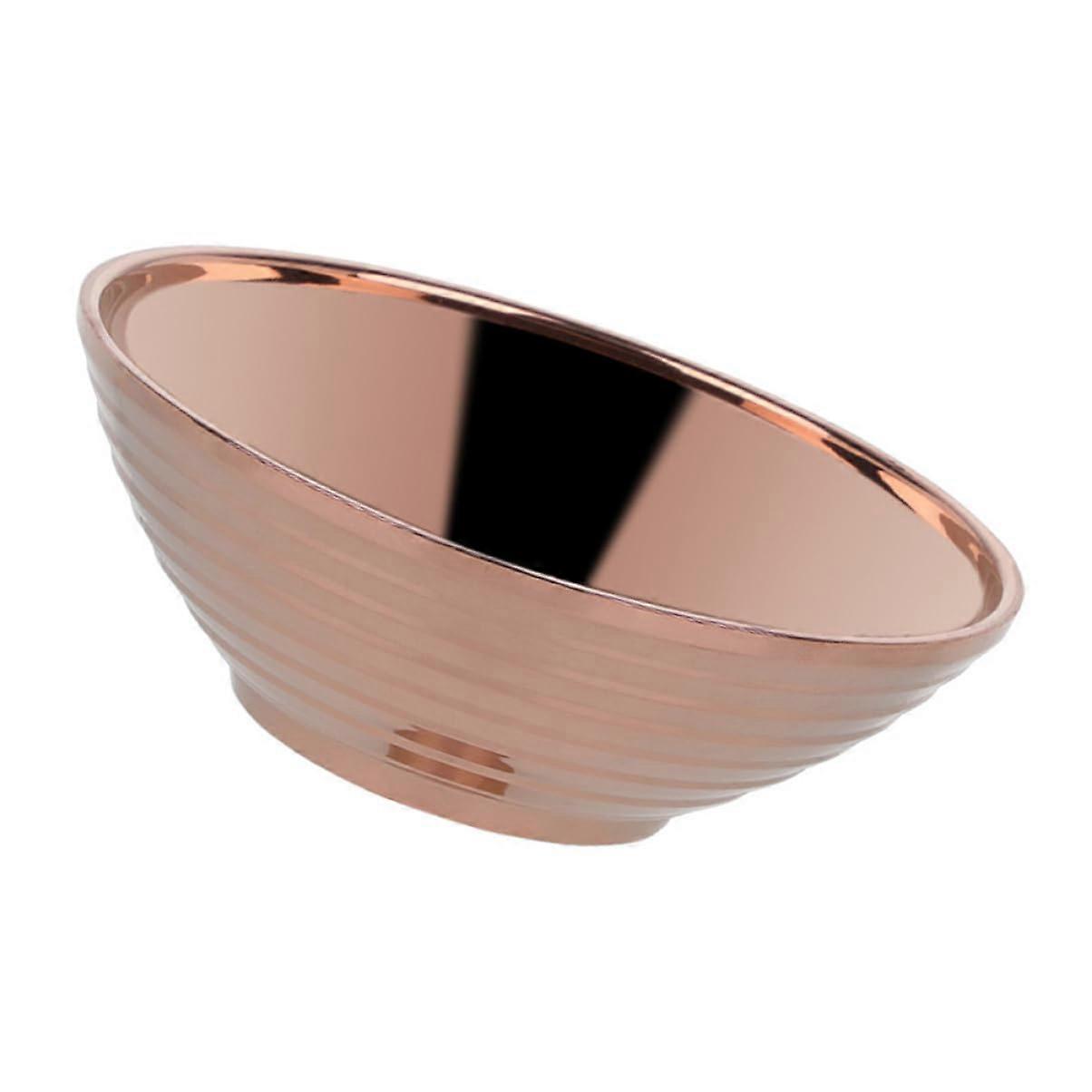 Japanese Style Ramen Bowl with Flat Bottom, Gold Accent, Stainless Steel, Easy to Clean for Noodle Dishes