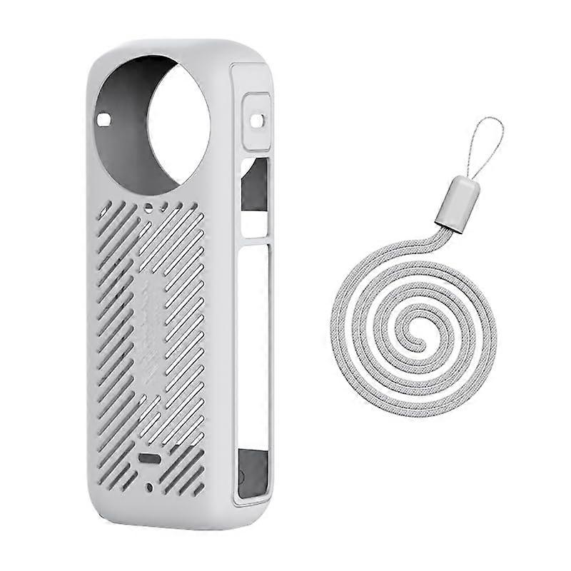 Insta360 X4 Action Camera Silicone Case with Lanyard, AntiScratch Protective Cover, Soft Silicone Frame Protective Accessories (Grey)
