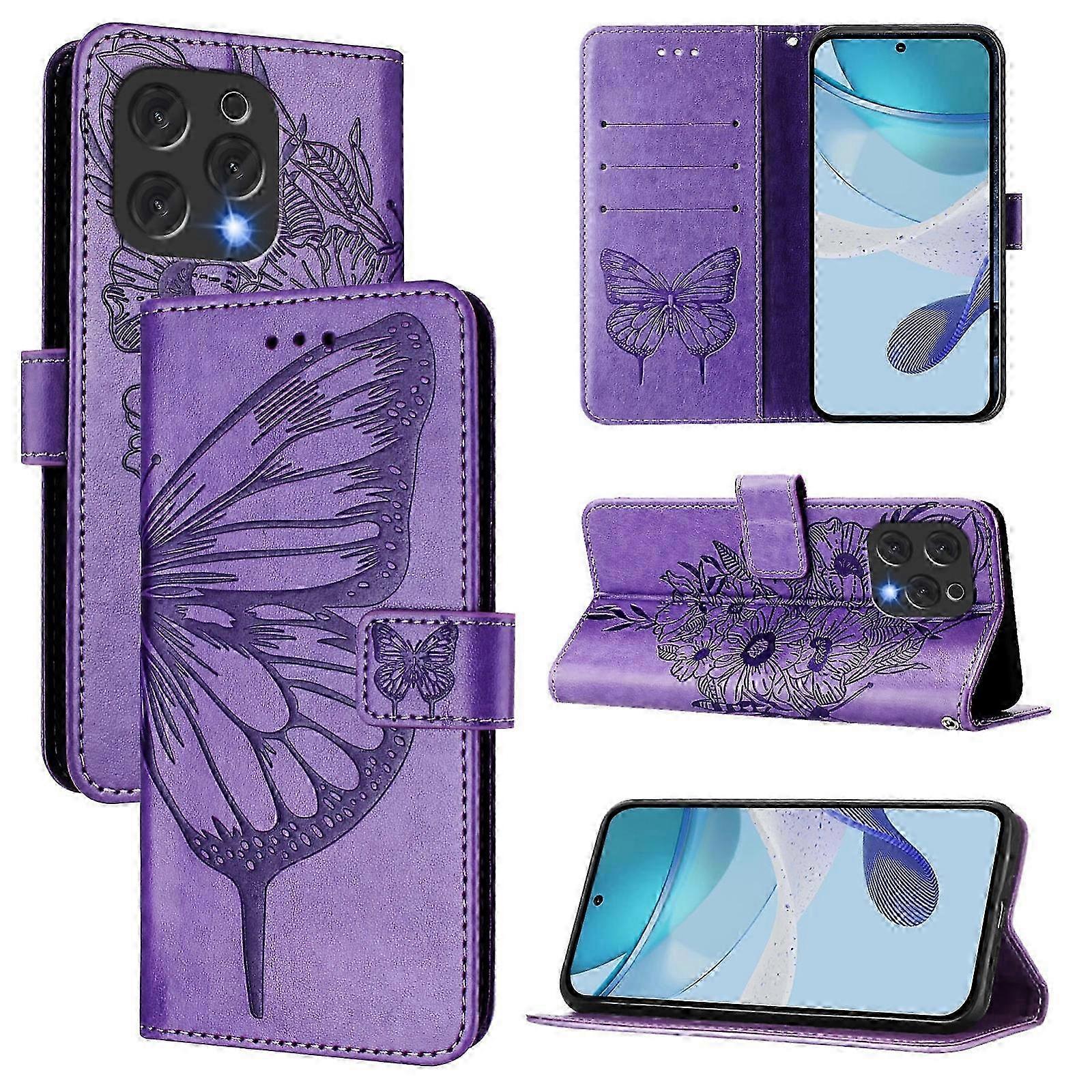 Embossed Butterfly Leather Phone Case