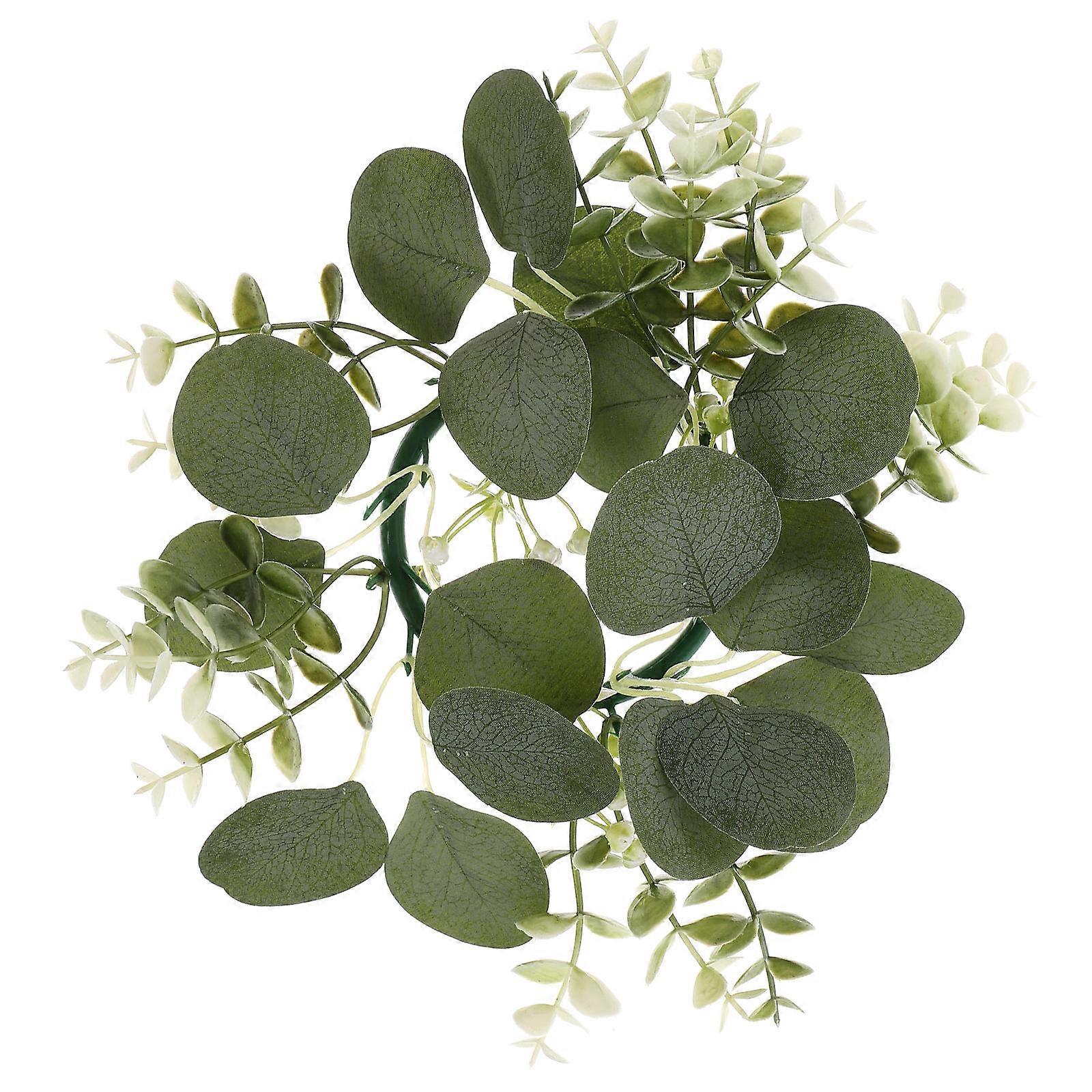 Greenery Candle Wreath with Lifelike Gypsophila and Small Green Leaves for Home Decoration