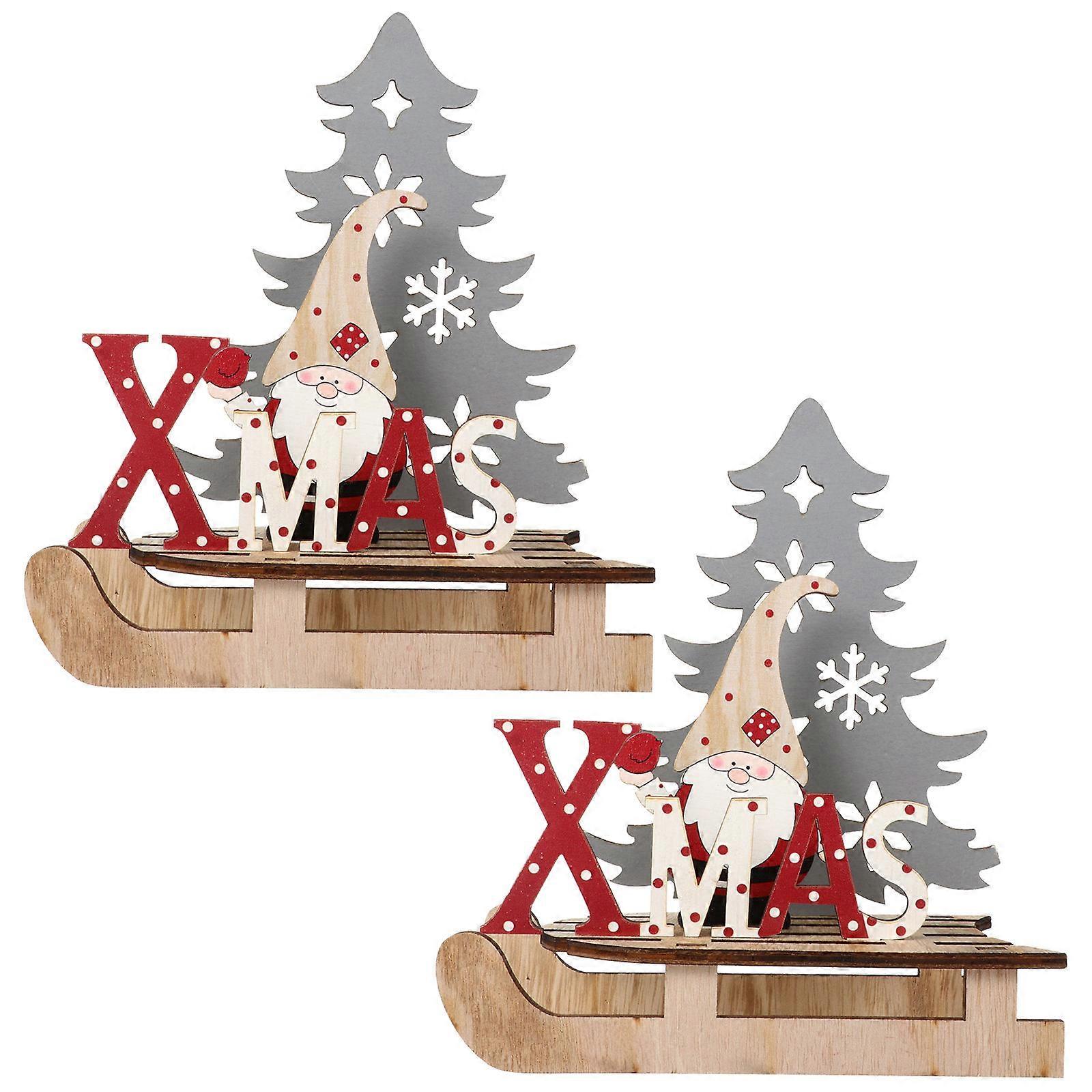 Christmas Decor Sleigh Shape Wooden Puzzle For 14x12cm 2Pcs Decorative
