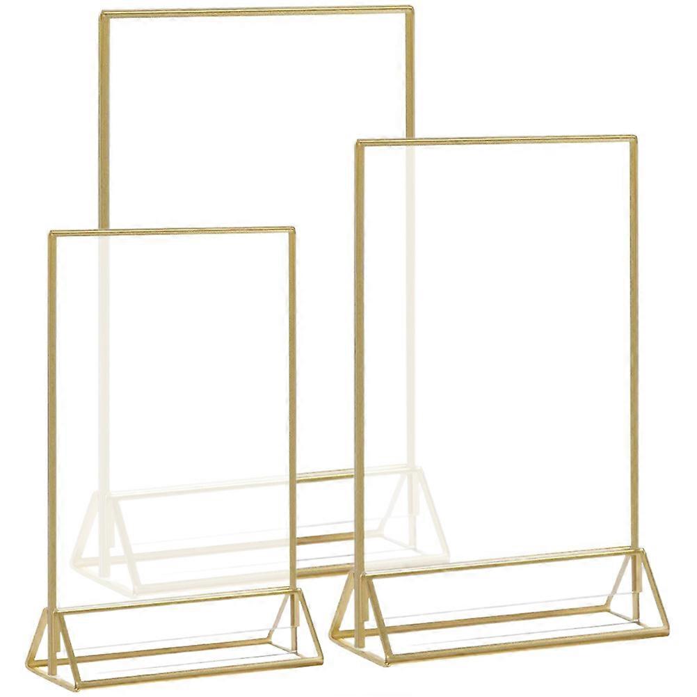 Transparent Acrylic Display Stand for Placing Pictures 3Pcs Metal Base Clear Menu Holder