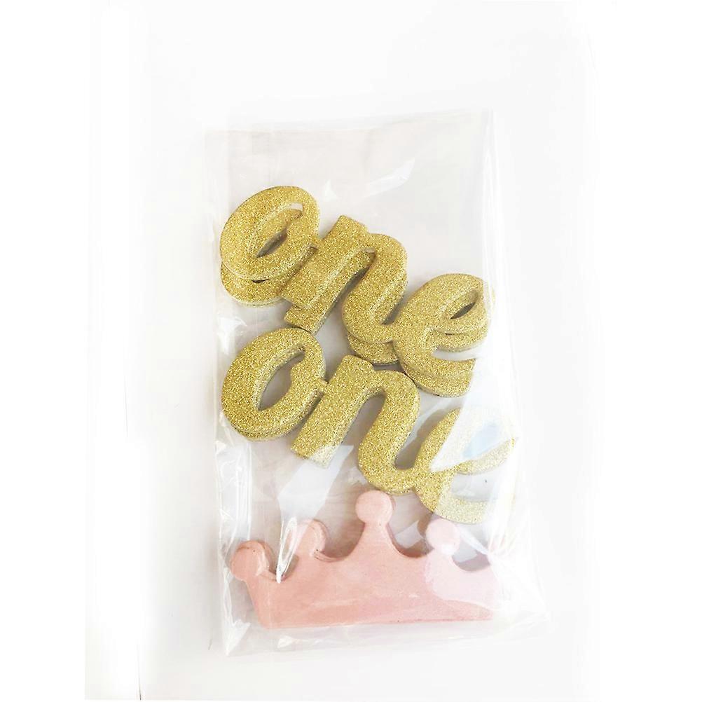 20個の誕生日テーマケーキトッパーは、筆記体のグライドゴールドとピンクの王冠の形を特徴としており、パーティーの食べ物の装飾に最適です