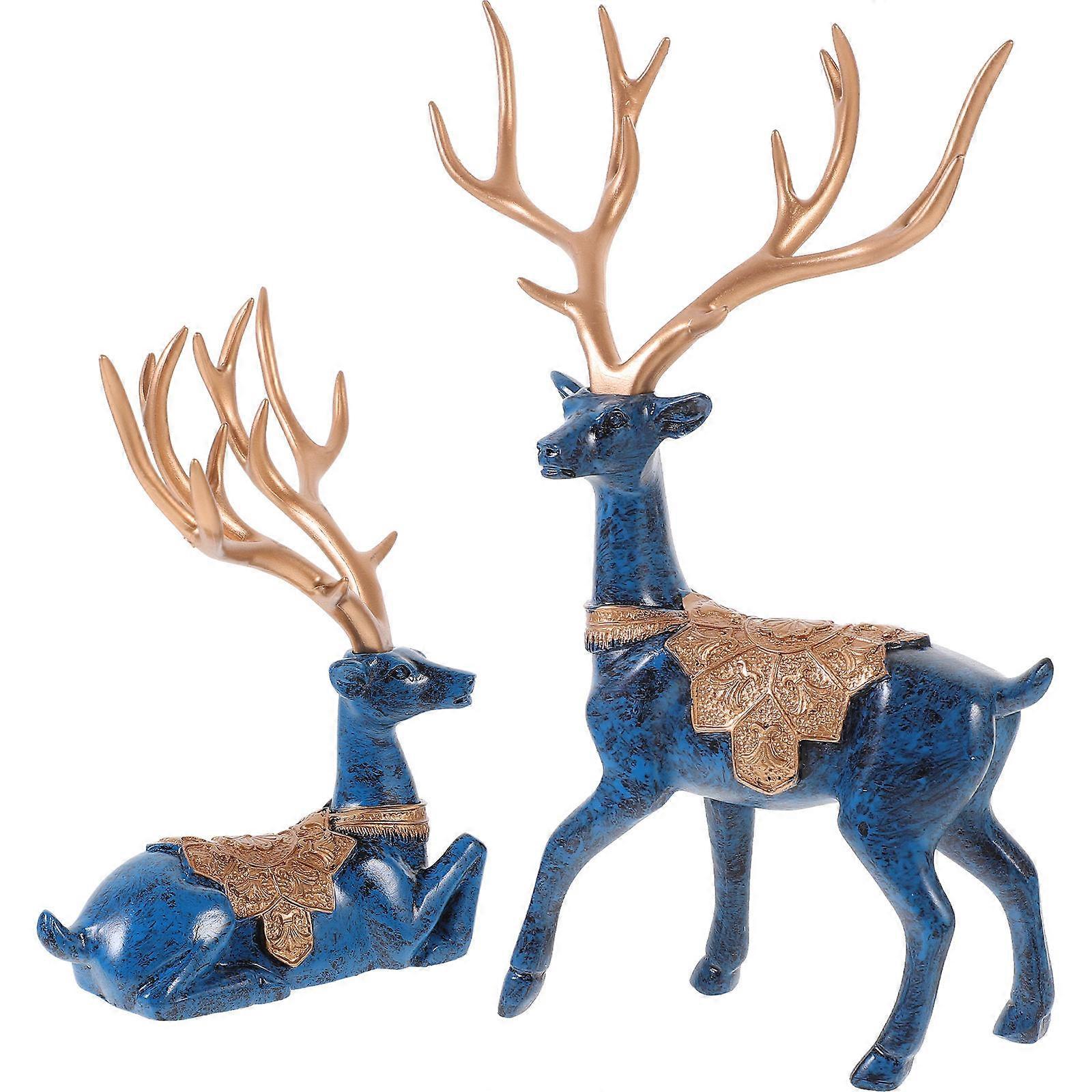 Sitting Reindeer Resin Figurine 1 Pair Office Entrance Decoration Ideal For People Who Decoration