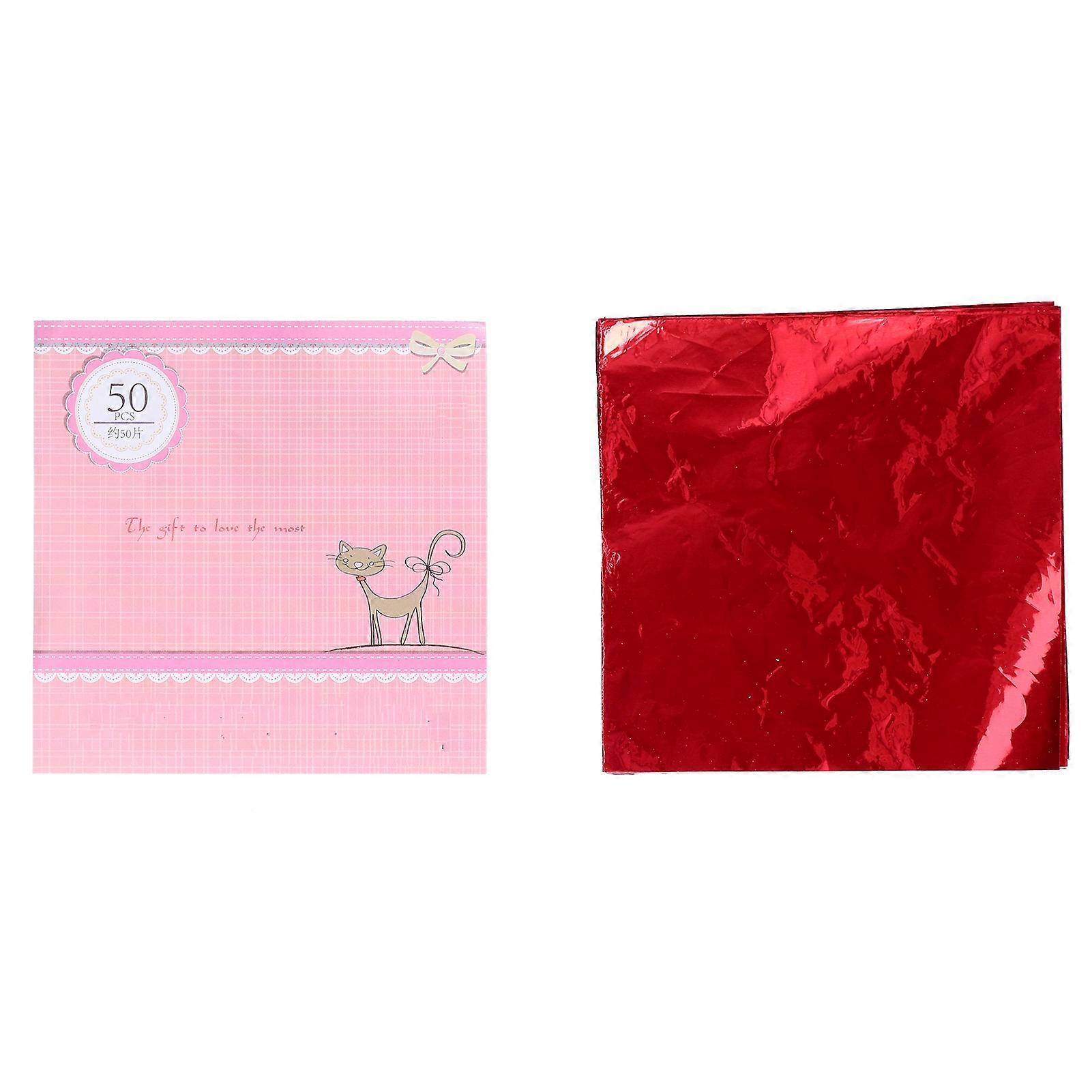 50Pcs DIY Baking Packaging Paper Glossy Tin Foil Paper for Home Chocolate Sweet Bakery