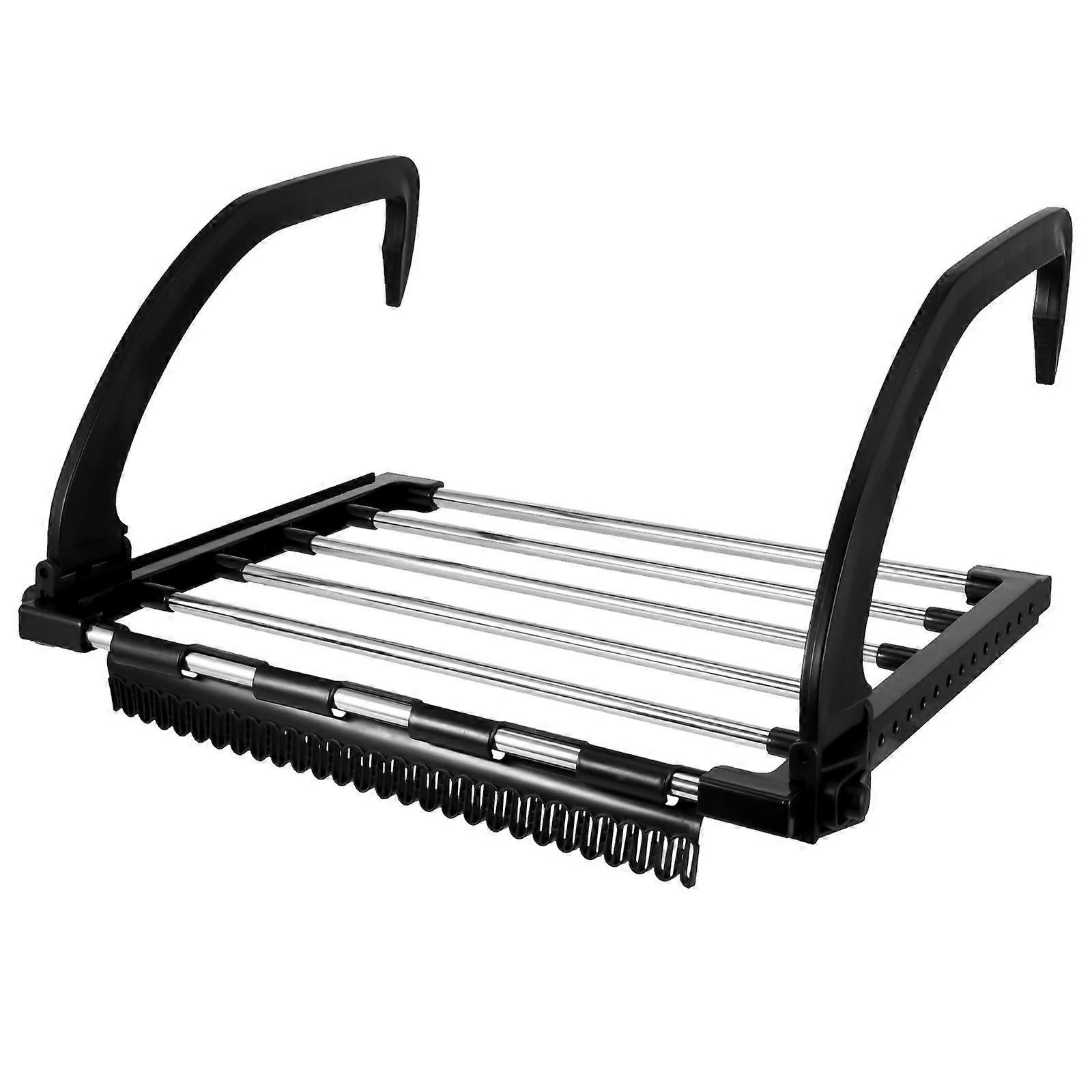 Stainless Steel Multi-Function Foldable Clothes & Shoe Rack Black