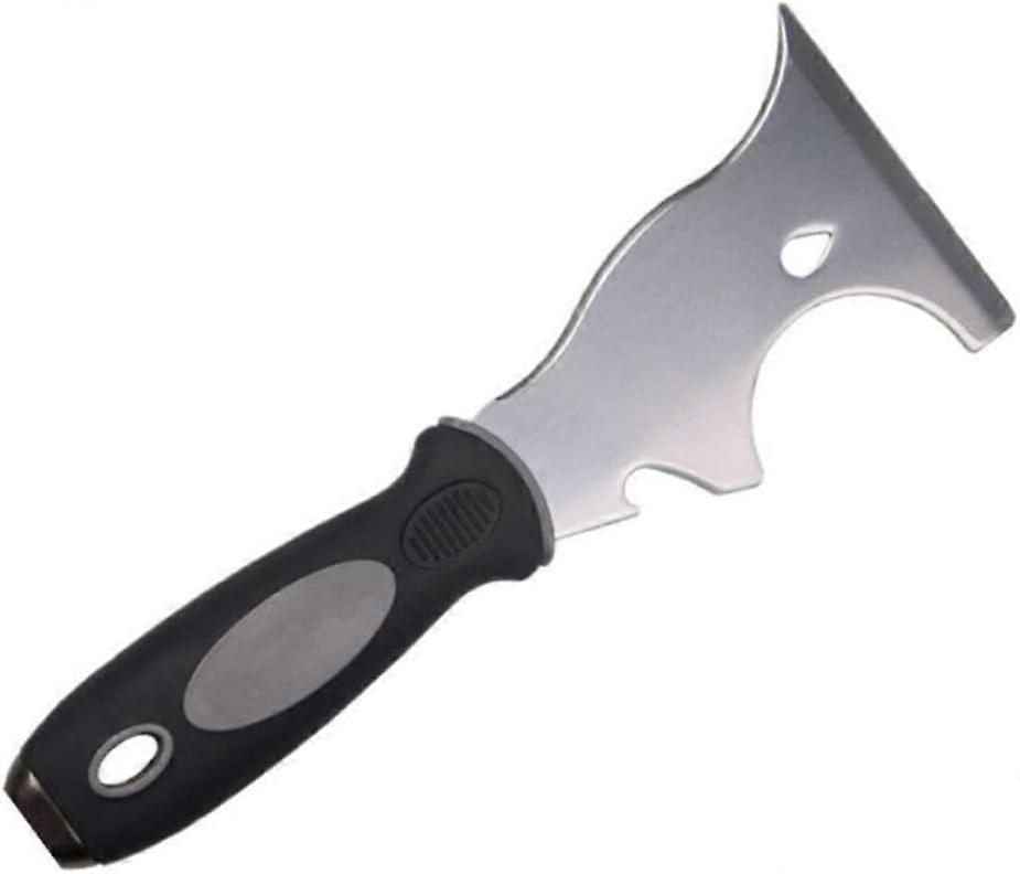 1 pack of 6-inch stainless steel thick putty knife multi-function scraper with black nylon handle multi-function tool-12664