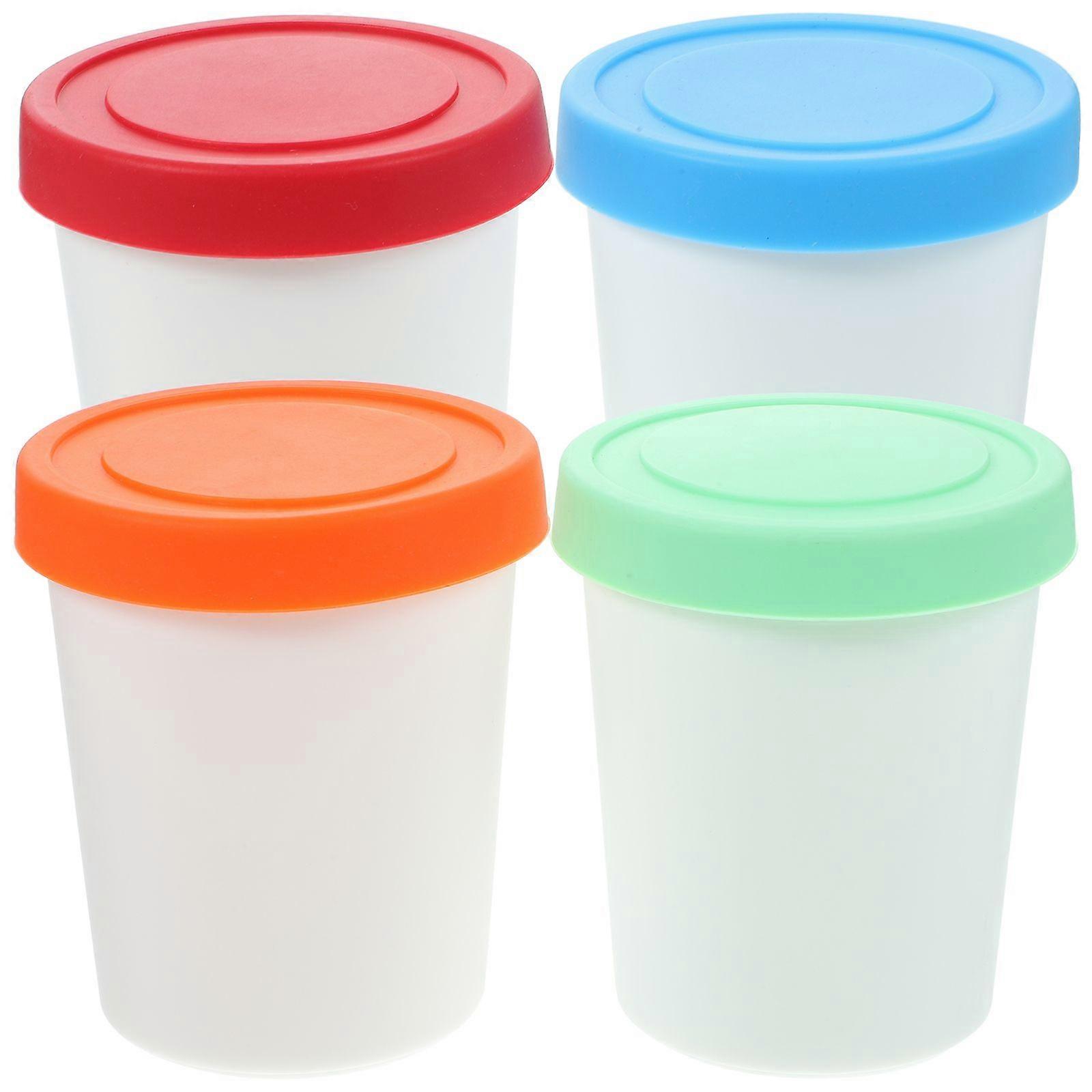 4pcs Ice Cream Freezer Storage Container Round Dessert Cups Ice Cream Holders