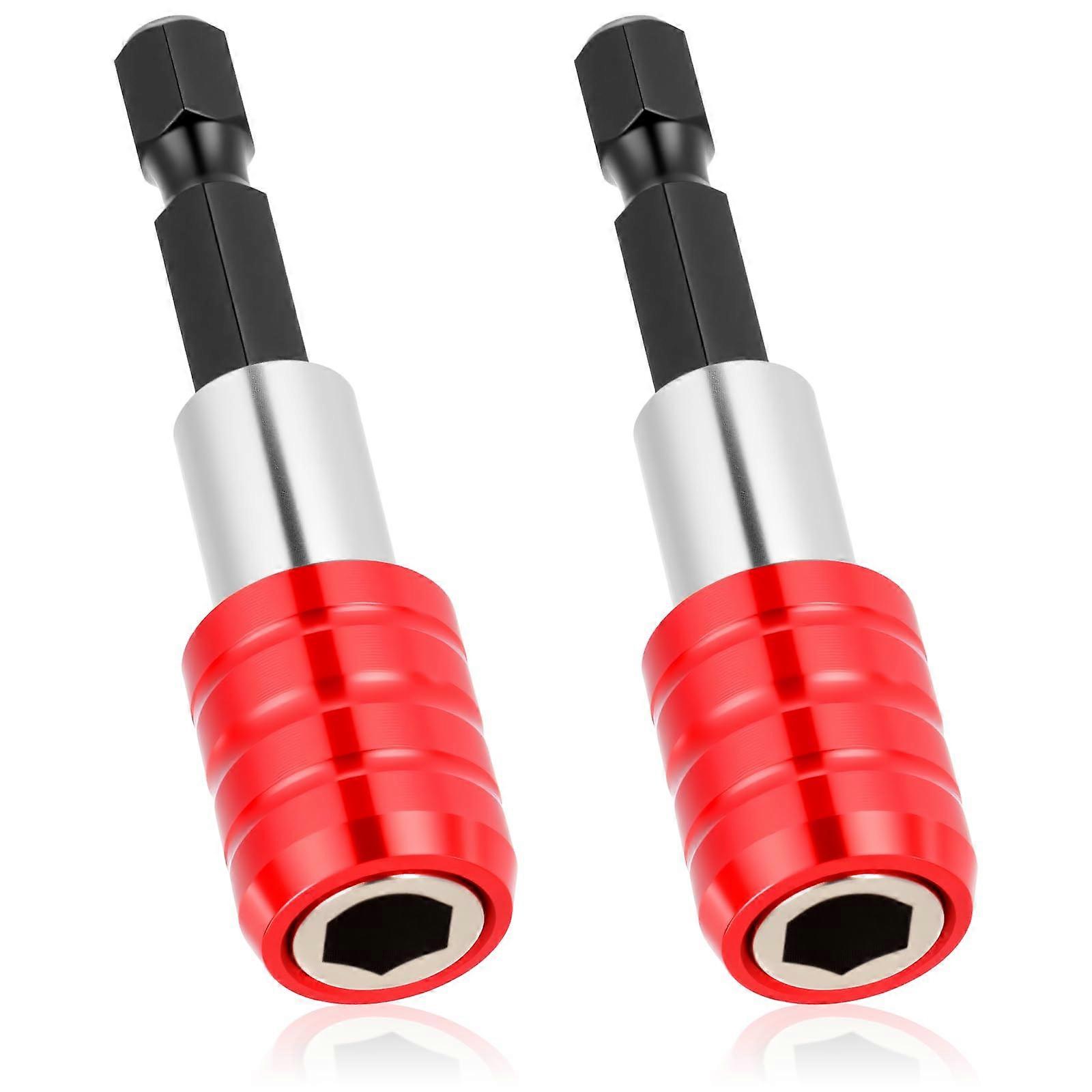 Drill Bit Holder 2-Pack, 1/4-In Hex Shank, Magnetic Quick-Release, 60 Mm Extension, Socket Adapter Compatible