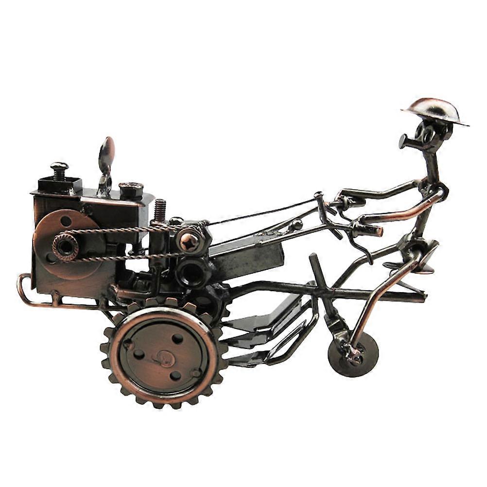 Retro Tractor Model Art Sculpture for Home Decor Made of Steel Multi Color 23 x 7 x 15cm