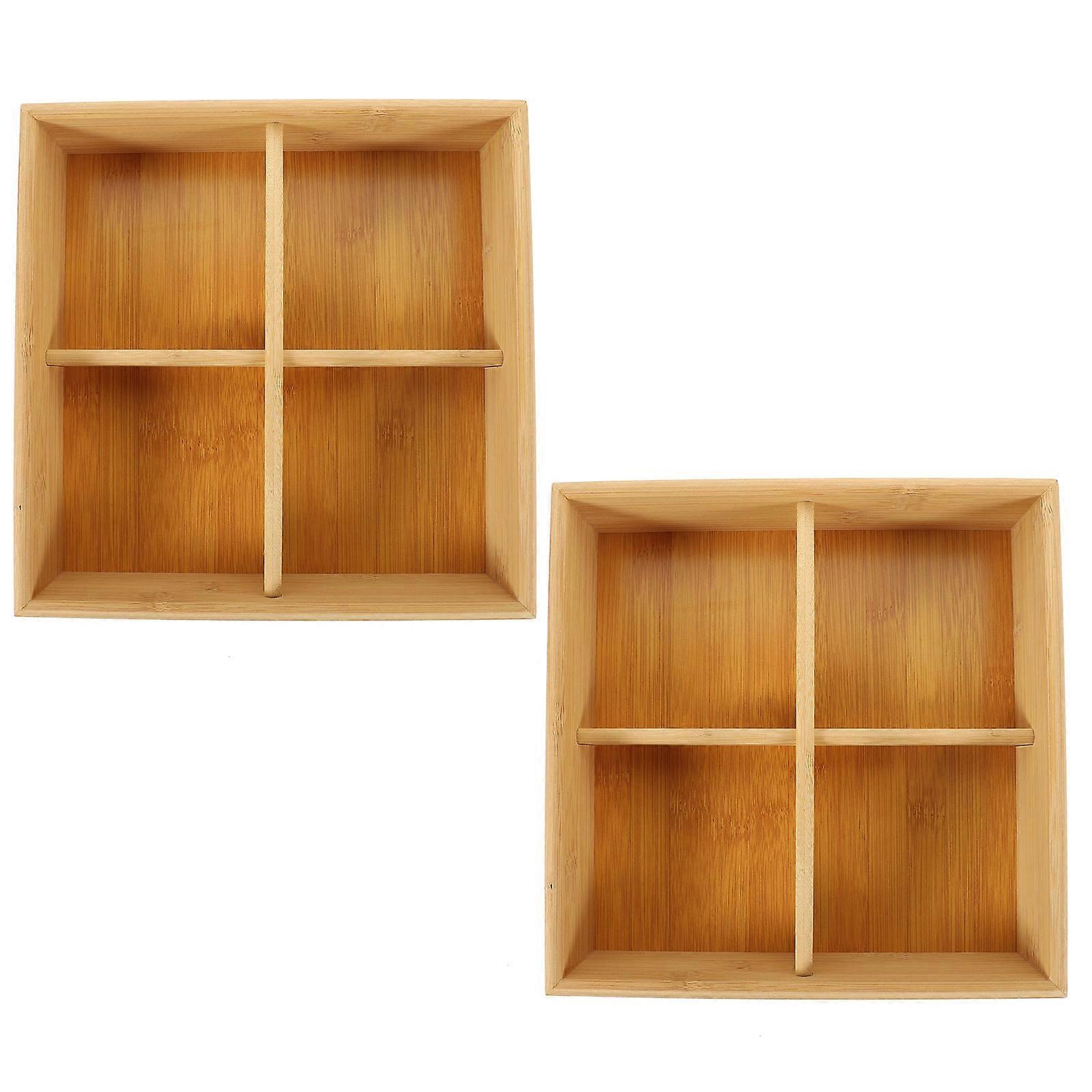 4-Compartment Case Dry Fruit Case for Storage 2Pcs Wooden Handle Serving Tray