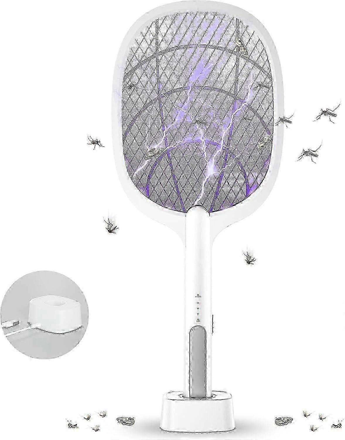Rechargeable Electric Mosquito Fly Swatter Zapper Racket Bug Insect Killer Lamp
