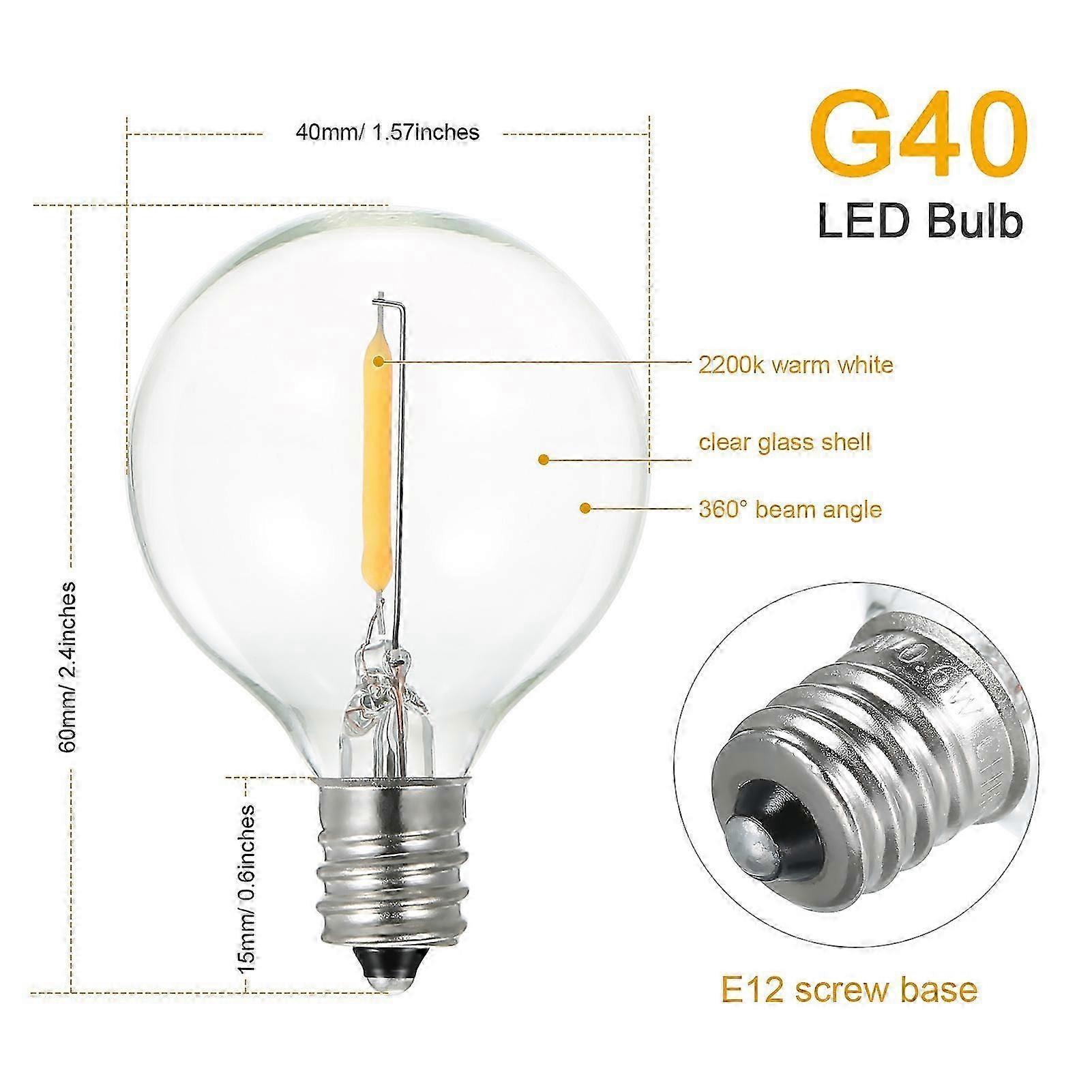 AC110-120V bulbs for string light - G40 glass globe E12 screw base 3 pack warm white