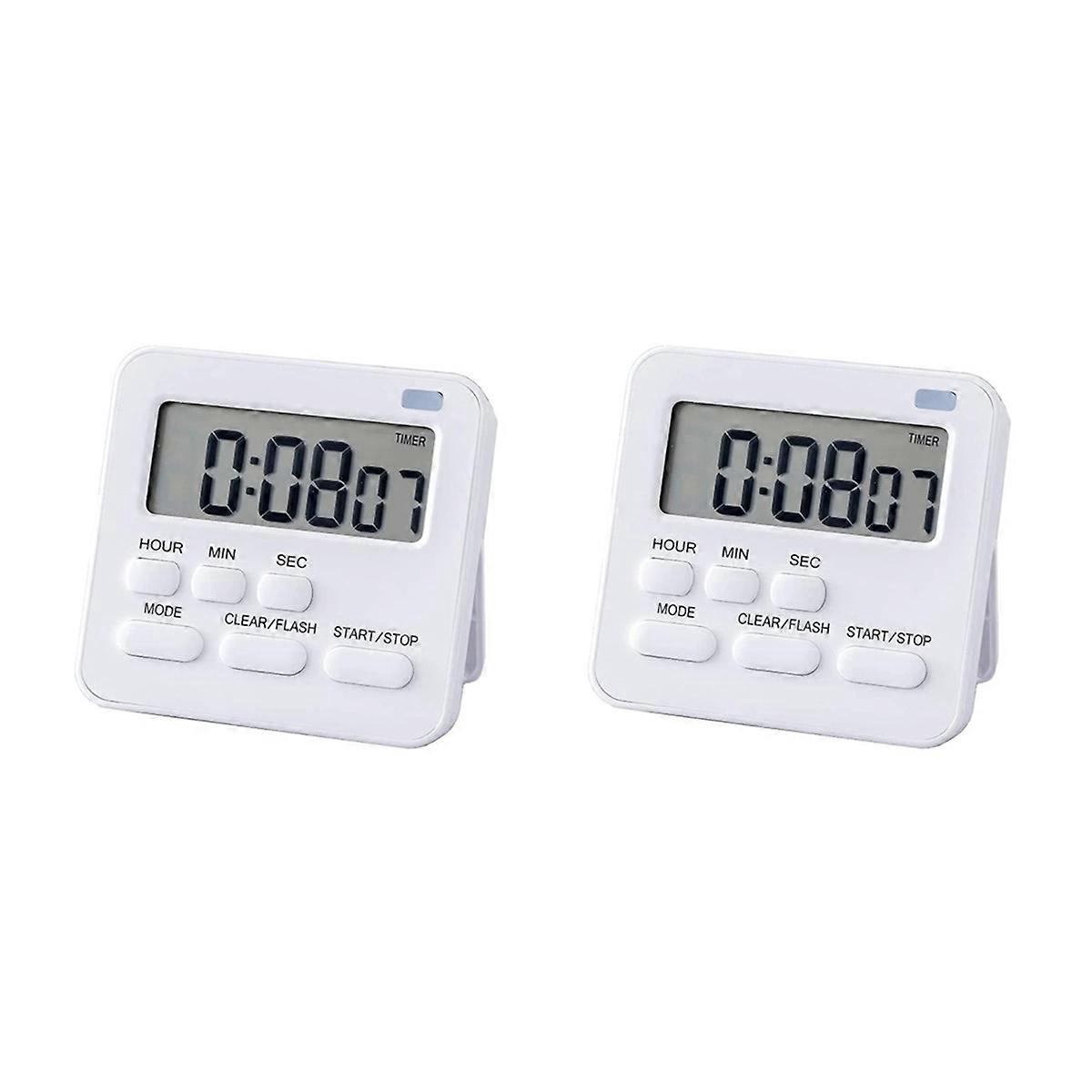 2X Kitchen Timer,Egg Timer with Clock,Digital Timer Stopwatch with LCD Loud Alarm for Cooking,Baking