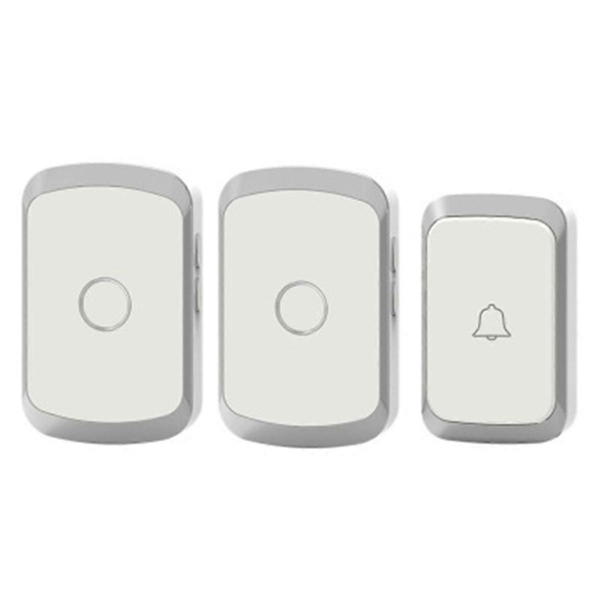Home Wireless Doorbell EU Plug 1Button 2Receiver Silver