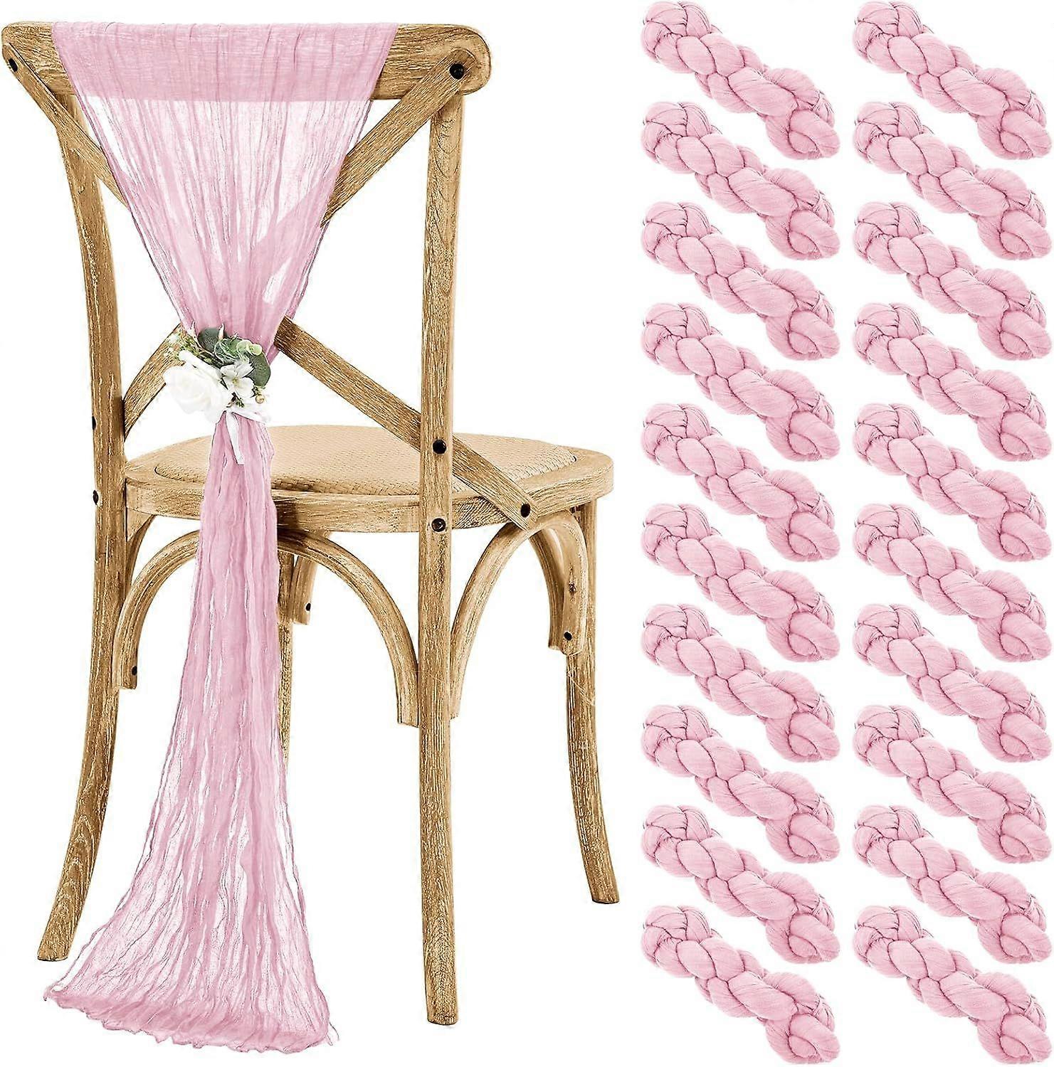 Cheesecloth Chair Sashes Aisle Decorations 20 Packs, Chair Bow Designed