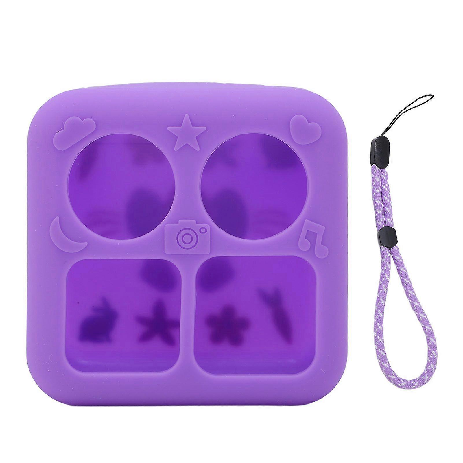 Music Player Silicone Case Impact Scratch Resistant Thickened Sound Player Protective Cover with Hand Strap Light Purple