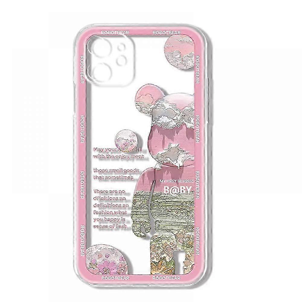 Violent Bear 3D Soft TPU Phone for iPhone 13 pro Max (Pink)