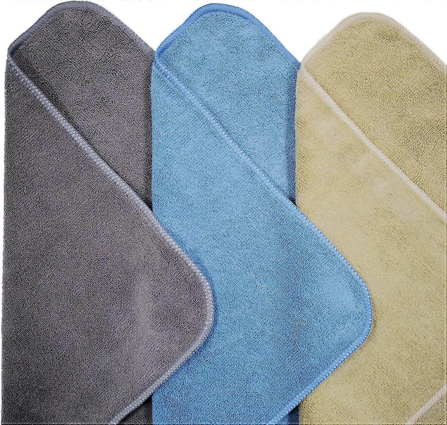 Microfiber Cleaning Cloths - Professional Quality - Blue/Camel/Grey (40 x 40 cm