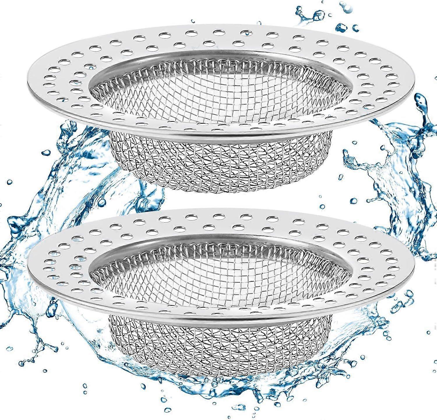 Sink Filter, 2PCS Kitchen Sink Grid, Stainless Steel Kitchen Sink Stopper, Outer Diameter 7.8 cm, Anti-Clog, Silver
