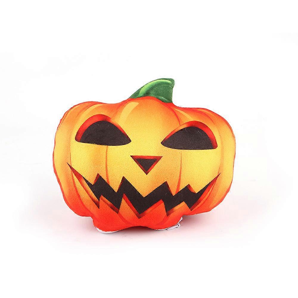 Cartoon Plush Chew Toy For Pets Halloween Pumpkin Decor With Teeth And Magic Hat