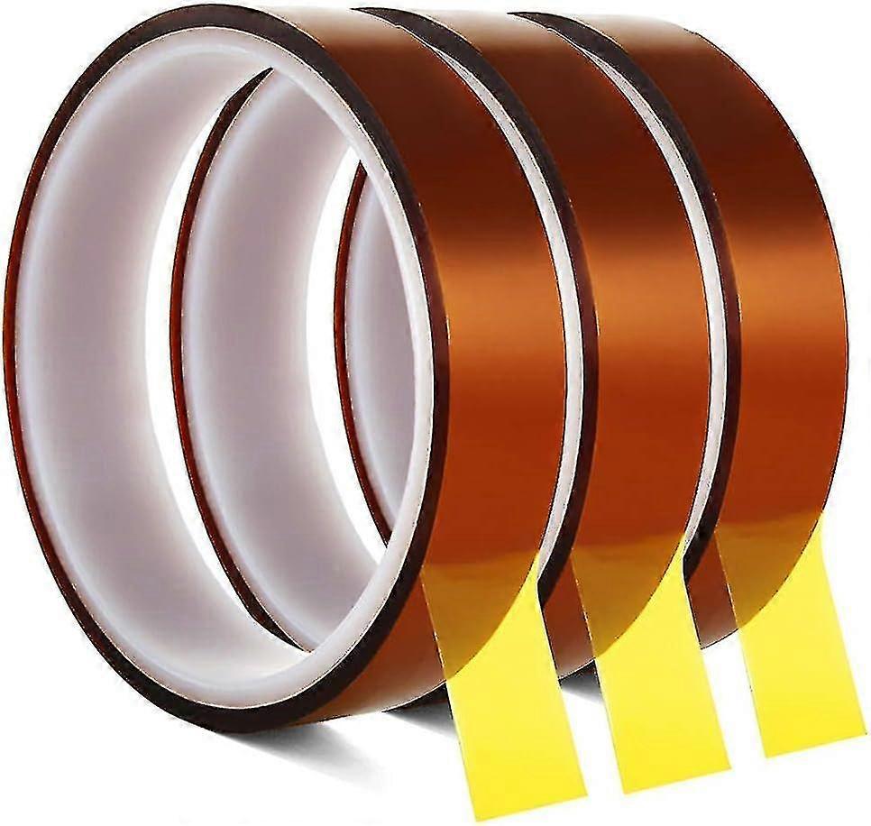 2025 High Temperature Heat Resistant Tape, 20mmx33m Polyimide High Temperature Resistant Tape Sublimation Heat Tape For Masking And Soldering(3 Roll)