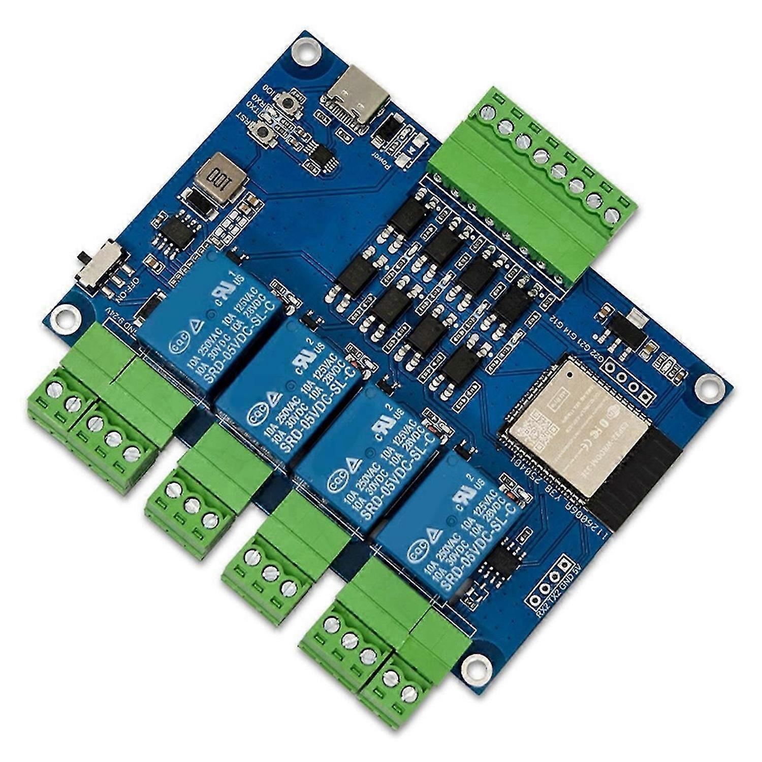 ESP32 RS485 Modbus 4 Channel Relay Module 7-24V TYPE-C Built-in CH340 with WIFI Bluetooth Support Mo
