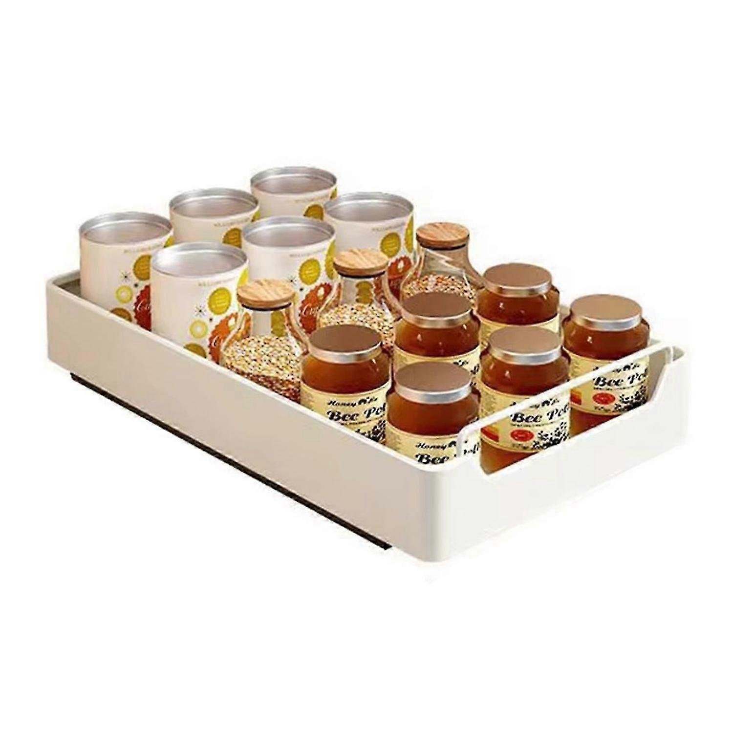 Pull-Out Kitchen Storage Box, Cabinet Organizer Rack, Spice Pantry Shelves, Drawer Basket, Easy Install, Quiet Slide