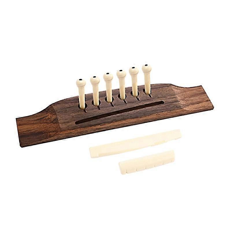 1.6 String Acoustic Guitar Bridge and Nut, Rosewood Bridge Pins, Saddle and End Pin Set