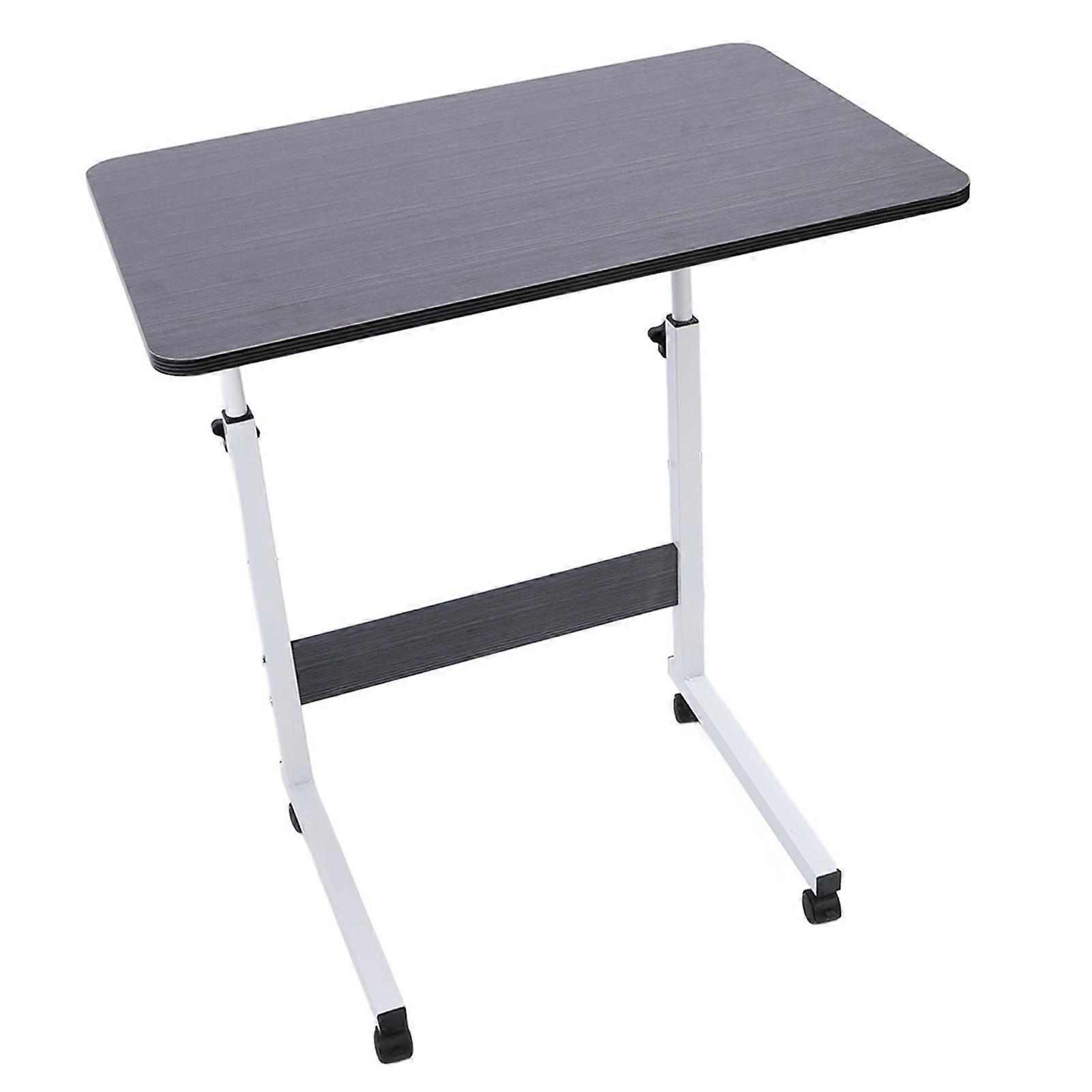Height Adjustable Overbed Table 60x40cm Black Wood Mobile Desk
