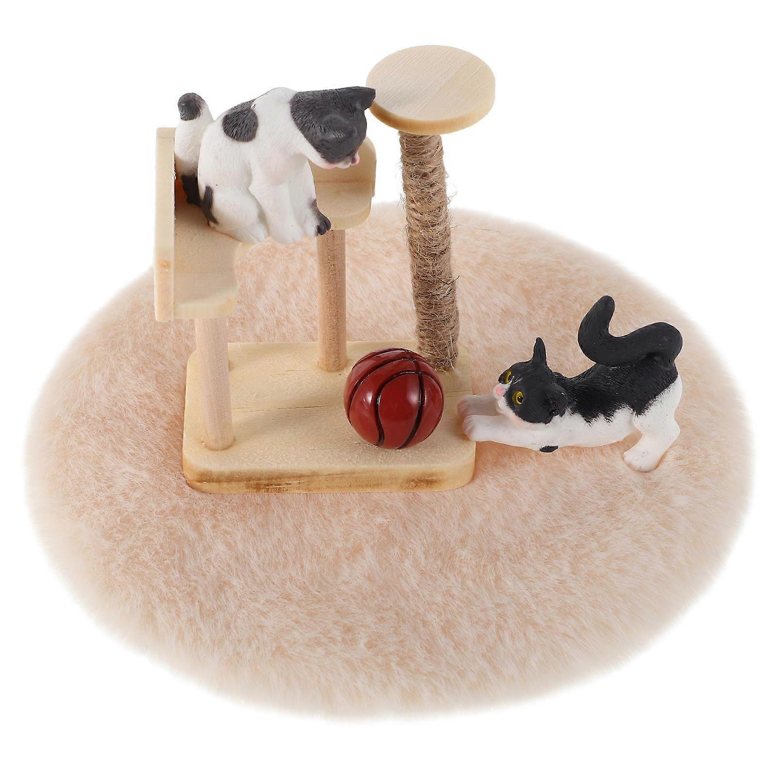 Miniature Cat Tree Furniture for Dollhouse Cat Climbing Frame 2Sets