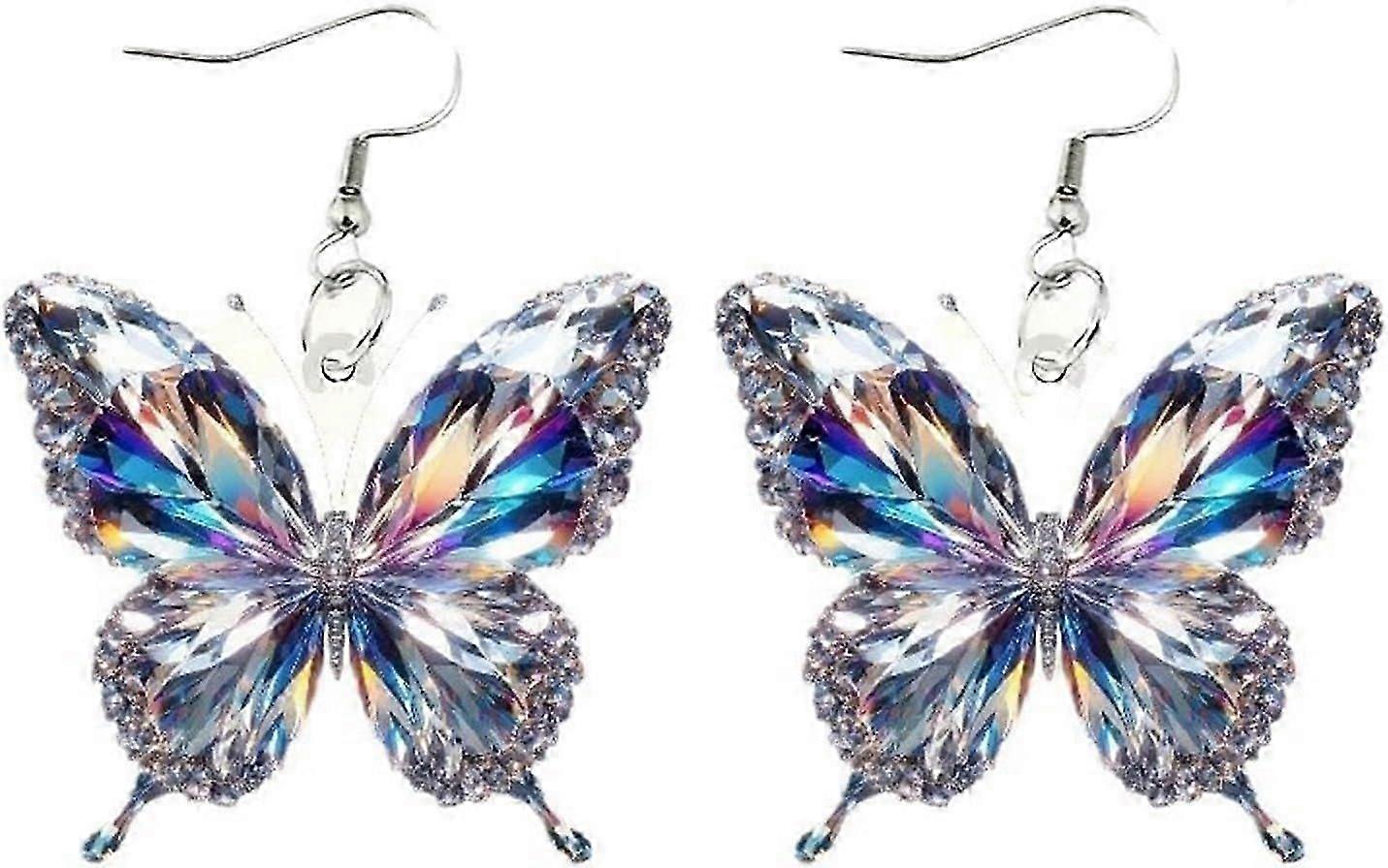 Sterling Silver Butterfly Earrings Colorful Bohemian Handmade Jewelry
