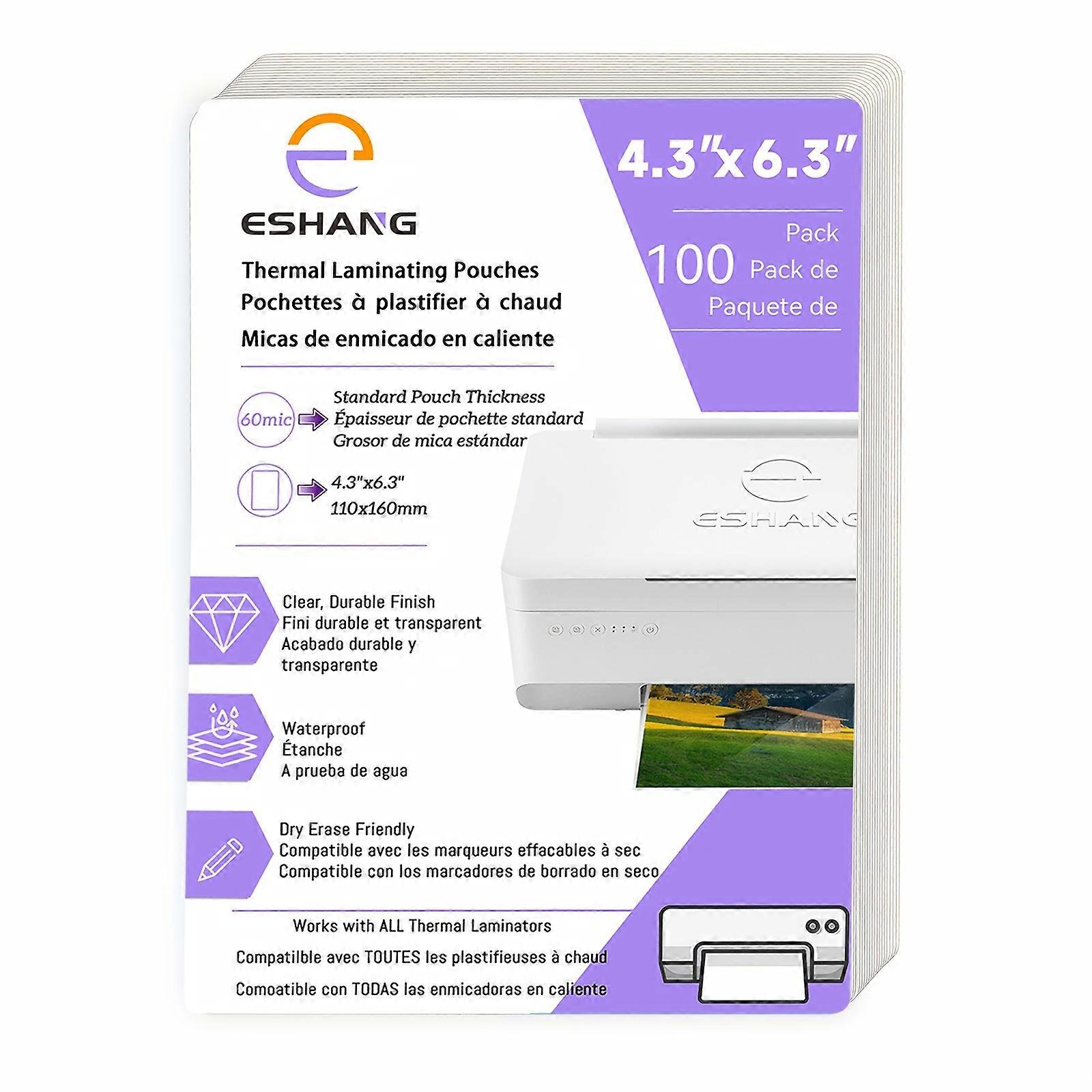 4R Thermal Laminating Pouches, 100 Pack Laminating Sheets, 60 mic, 4.3 x 6.3 Inch Education Supplies & Craft Supplies, For Use With Thermal Laminators