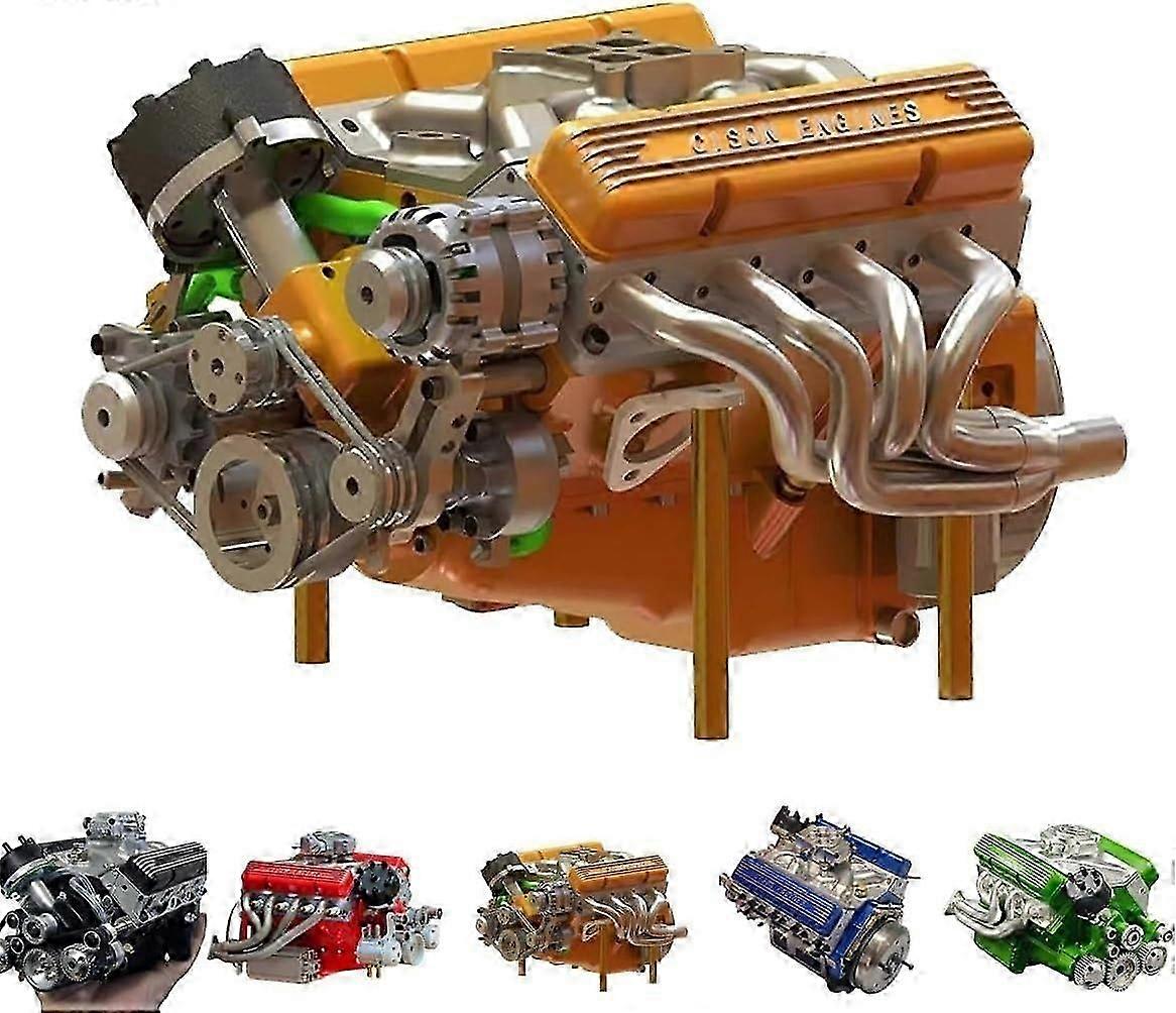 Cison V8 Engine Kit Gas, Gasoline OHV V8 SmallBlock Engine Model Kits Edition 0919