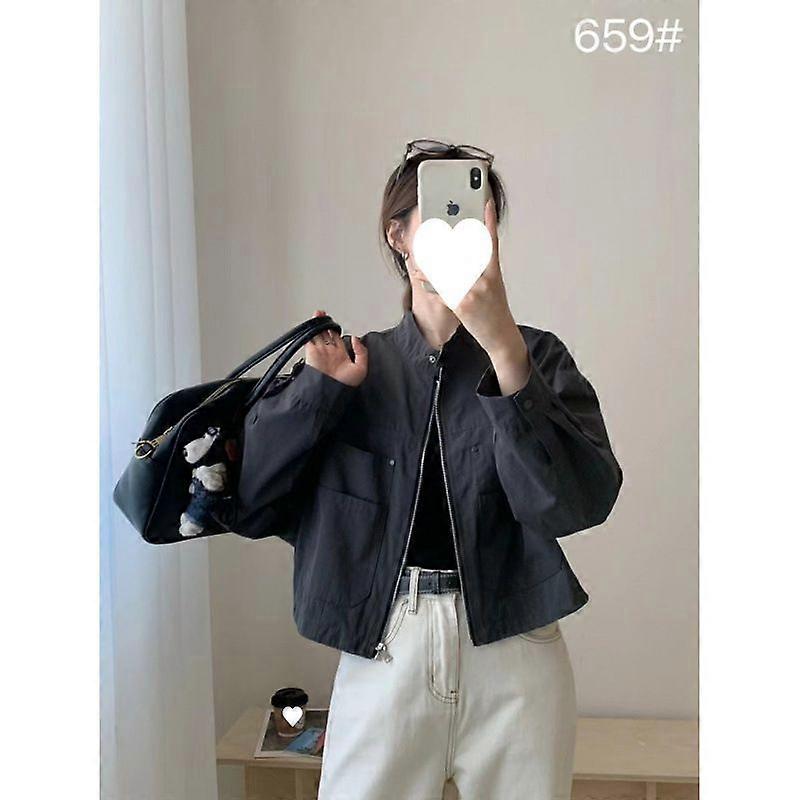 Une veste de vol rétro rétro courte coupe-vent à manches longues de printemps élégante et fraîche pour femmes, un manteau haut de gamme de style coréen pour femmes