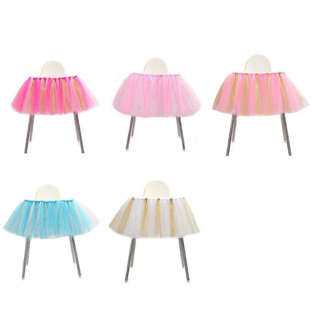 Baby Chair Skirt for Party Decoration Glitter Table Skirt One-Year-Old